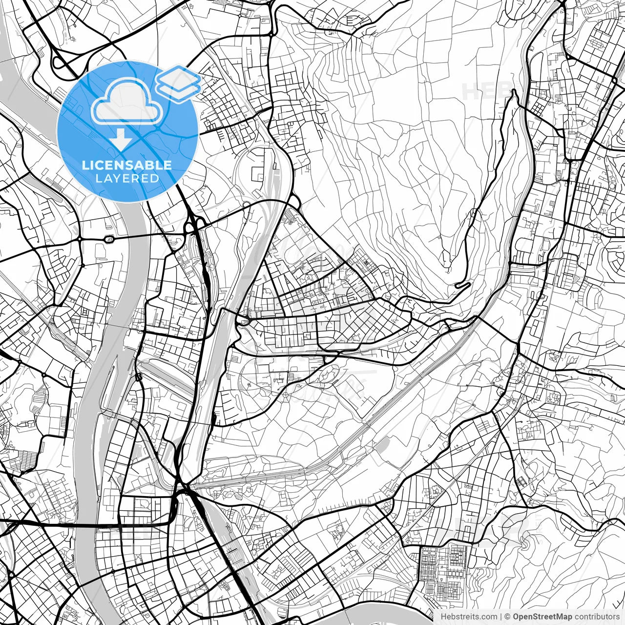 Layered PDF map of Weil am Rhein, Baden-Wuerttemberg, Germany