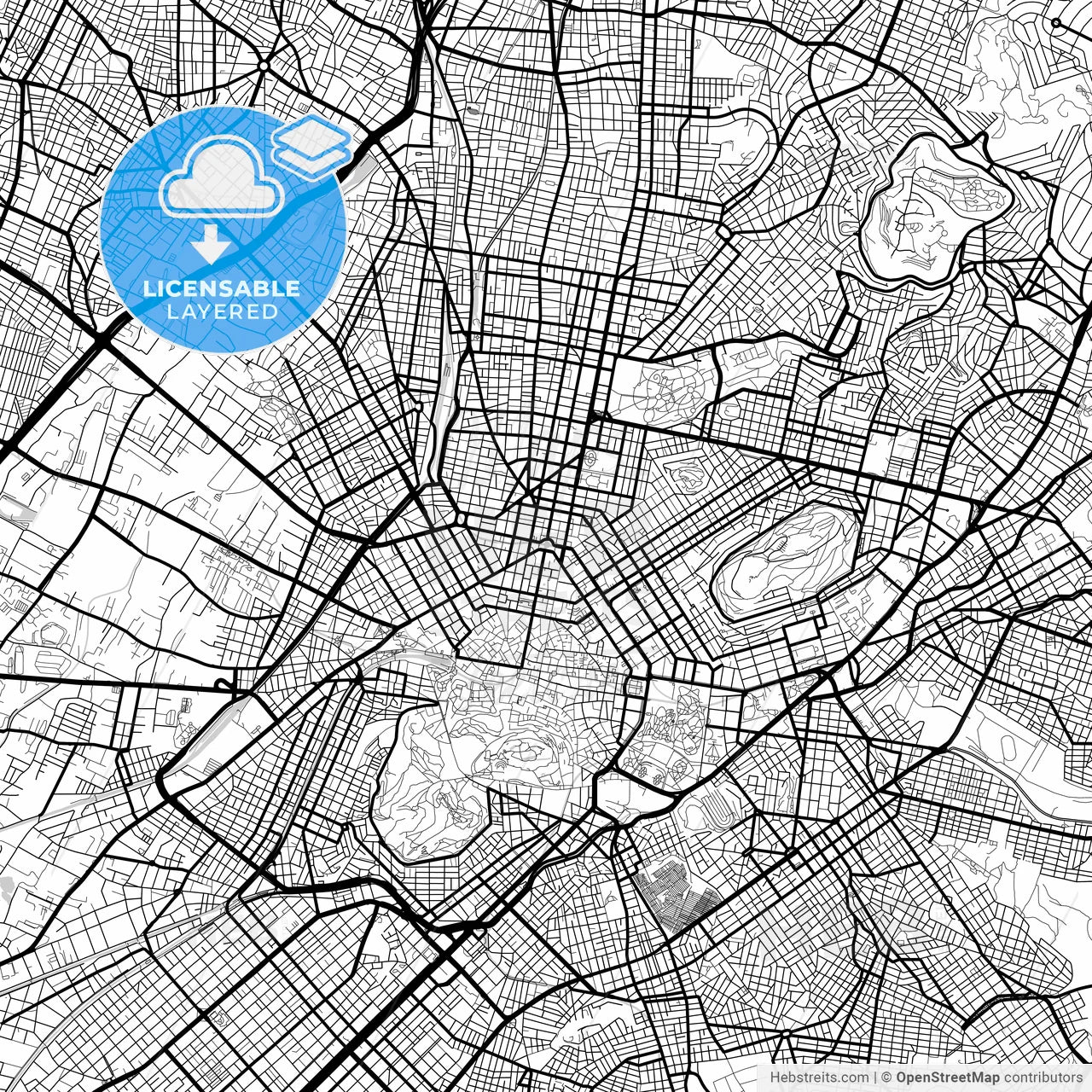 Layered PDF map of Athens, Attica, Greece