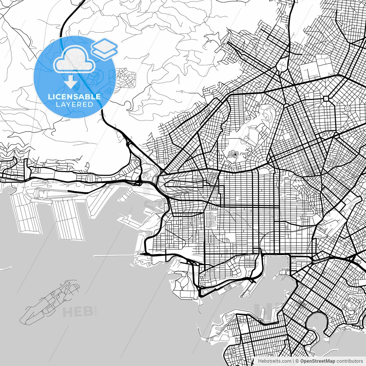 Layered PDF map of Keratsini, Attica, Greece