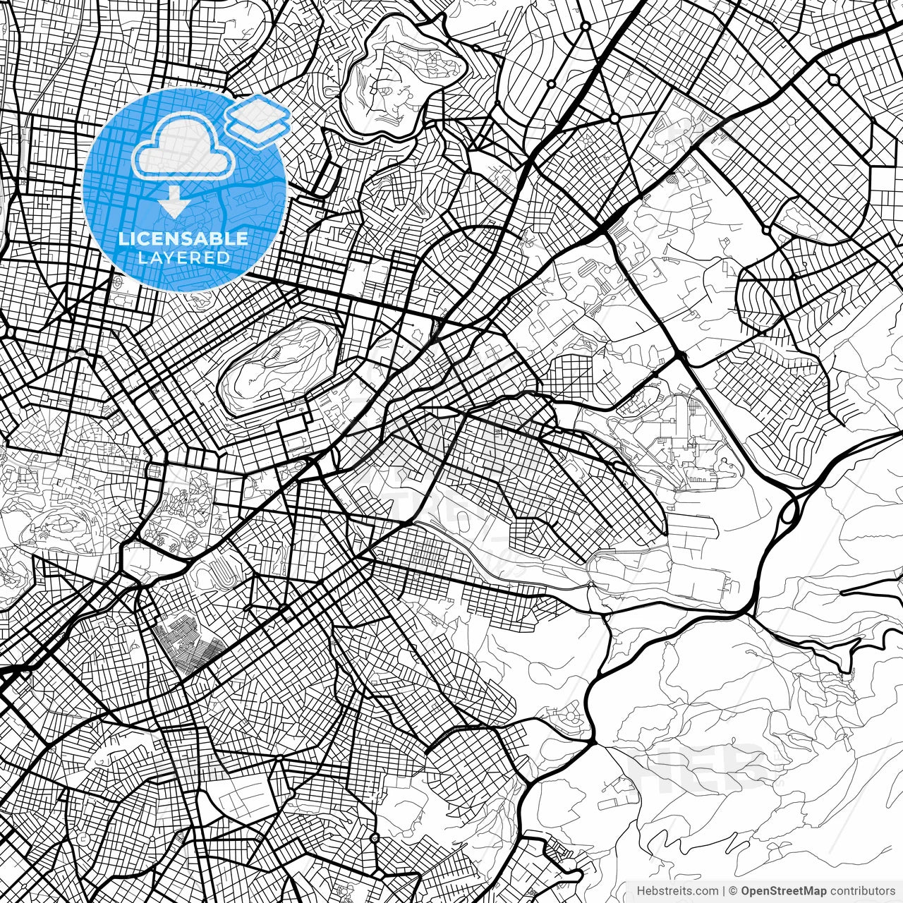 Layered PDF map of Zografou, Attica, Greece