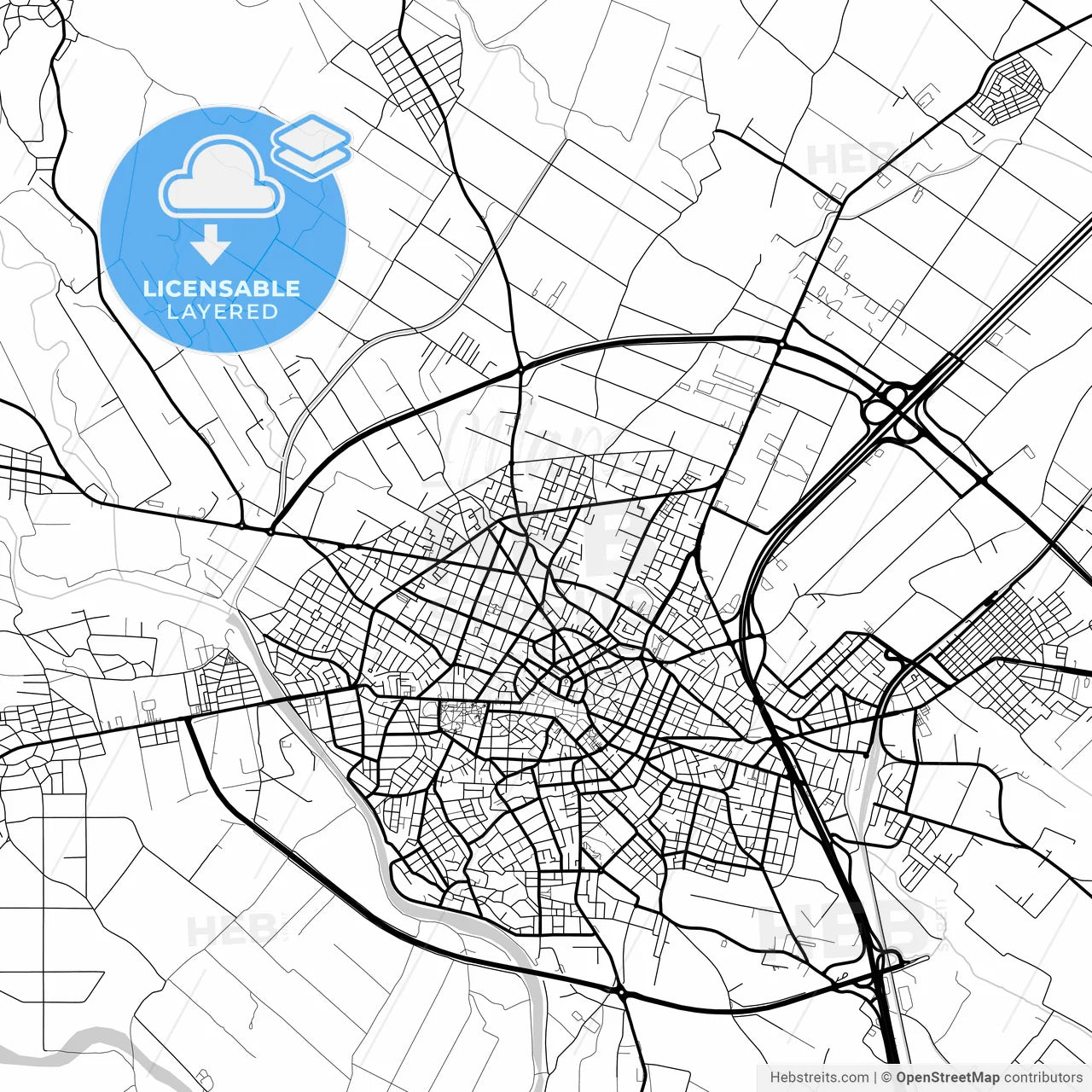 Layered PDF map of Katerini, Central Macedonia, Greece