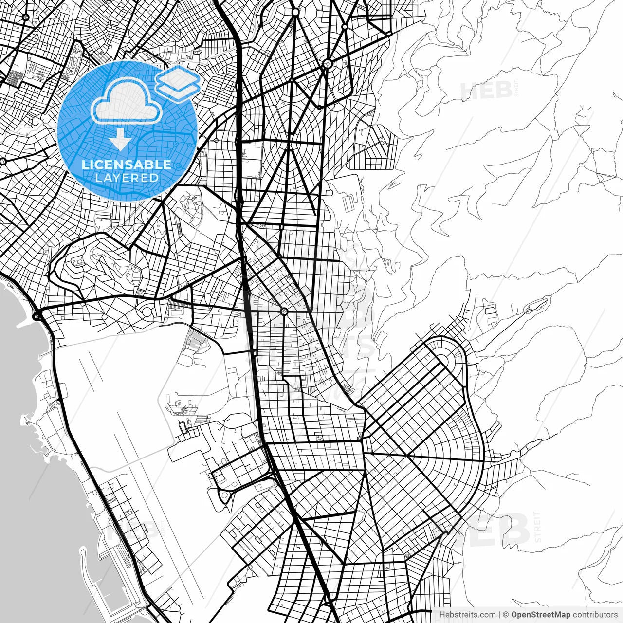 Layered PDF map of Argyroupoli, Attica, Greece