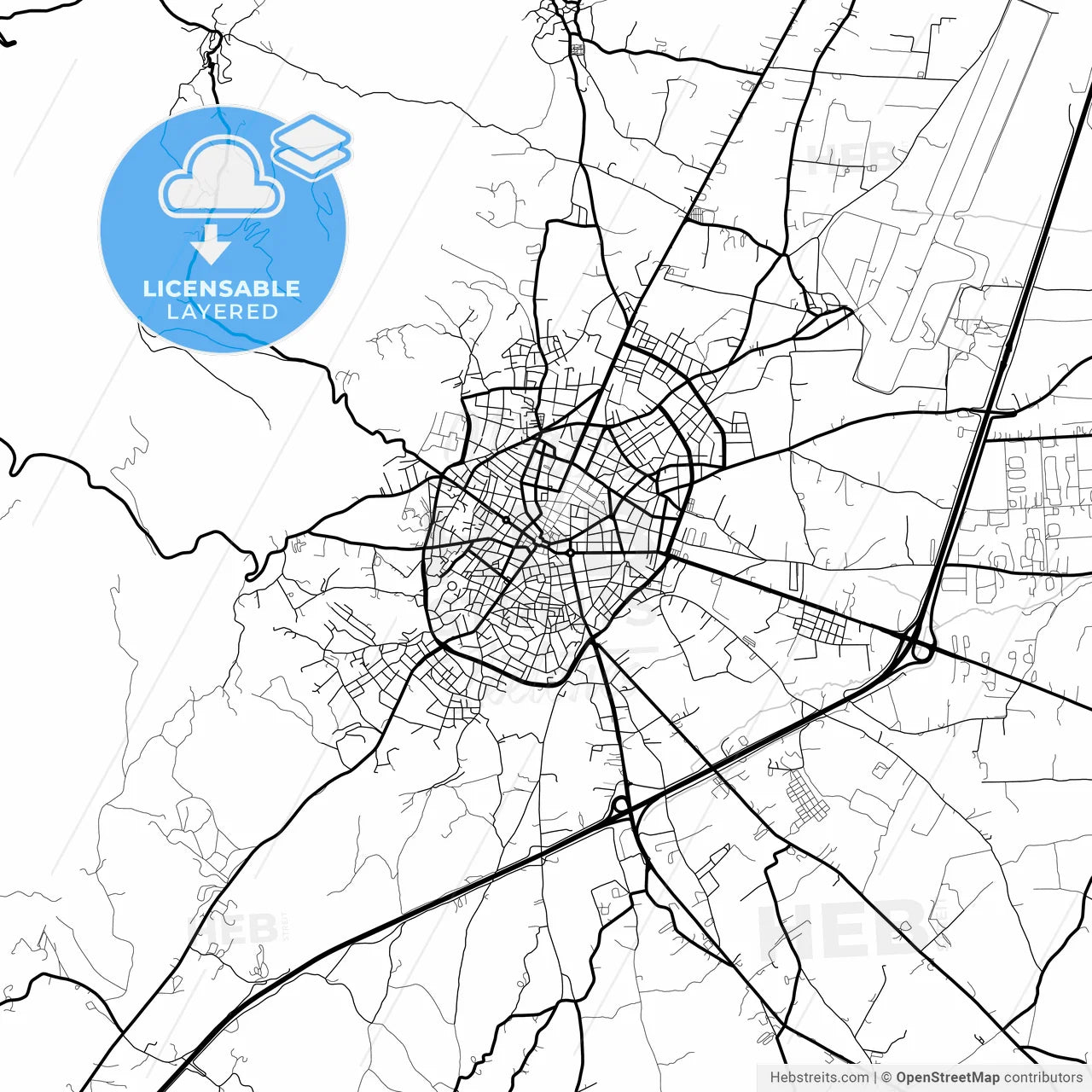 Layered PDF map of Tripoli, Peloponnese, Greece