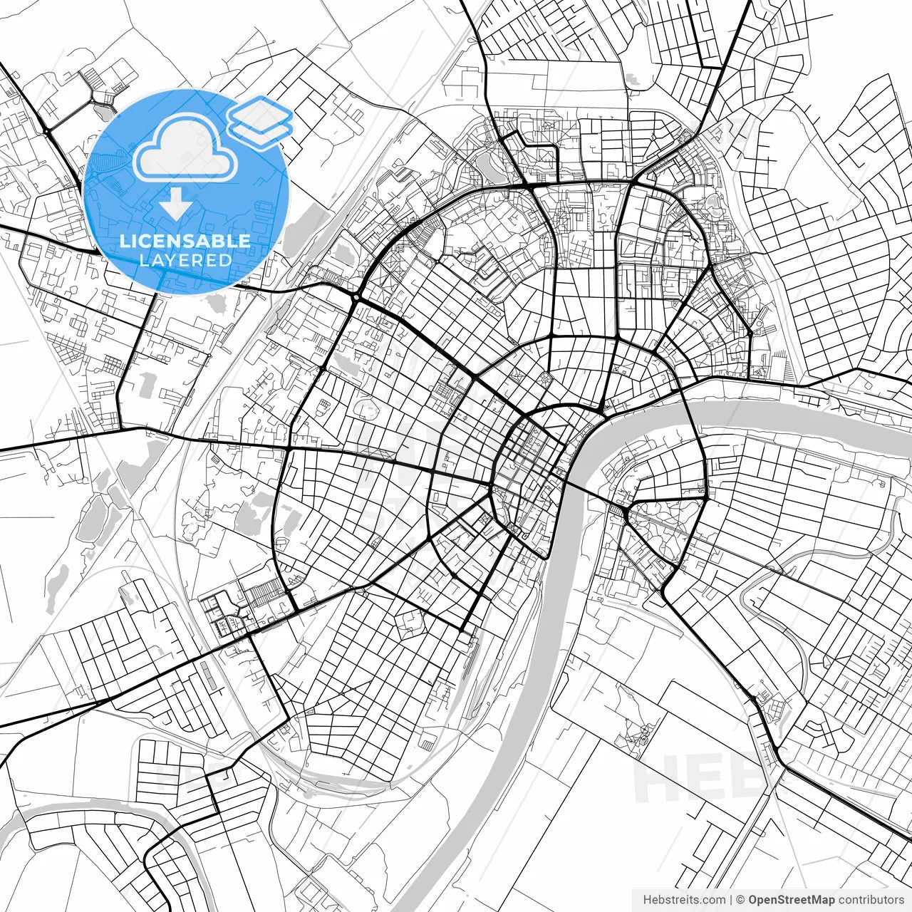 Layered PDF map of Szeged, Csongrád, Hungary