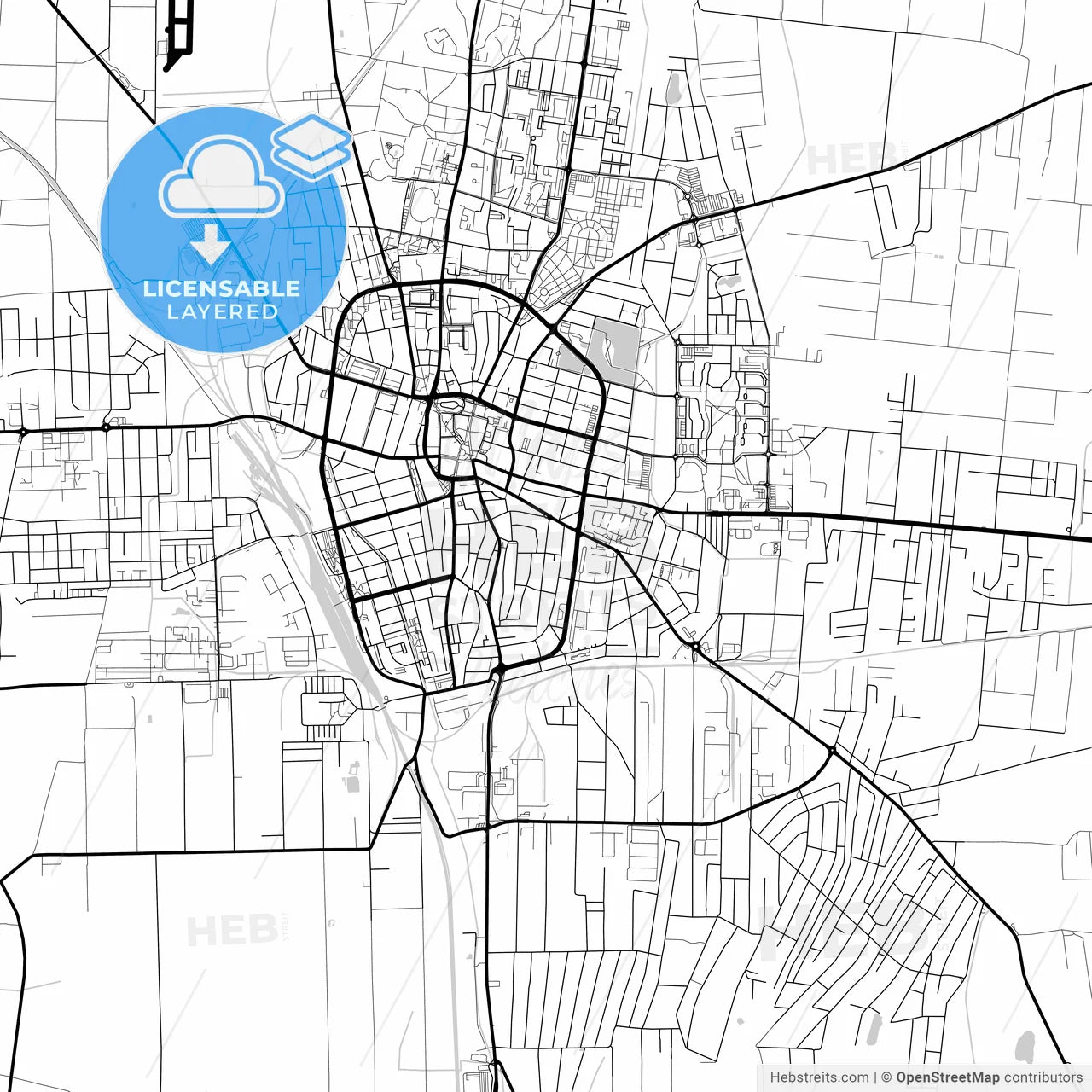 Layered PDF map of Nyíregyháza, Szabolcs-Szatmár-Bereg, Hungary
