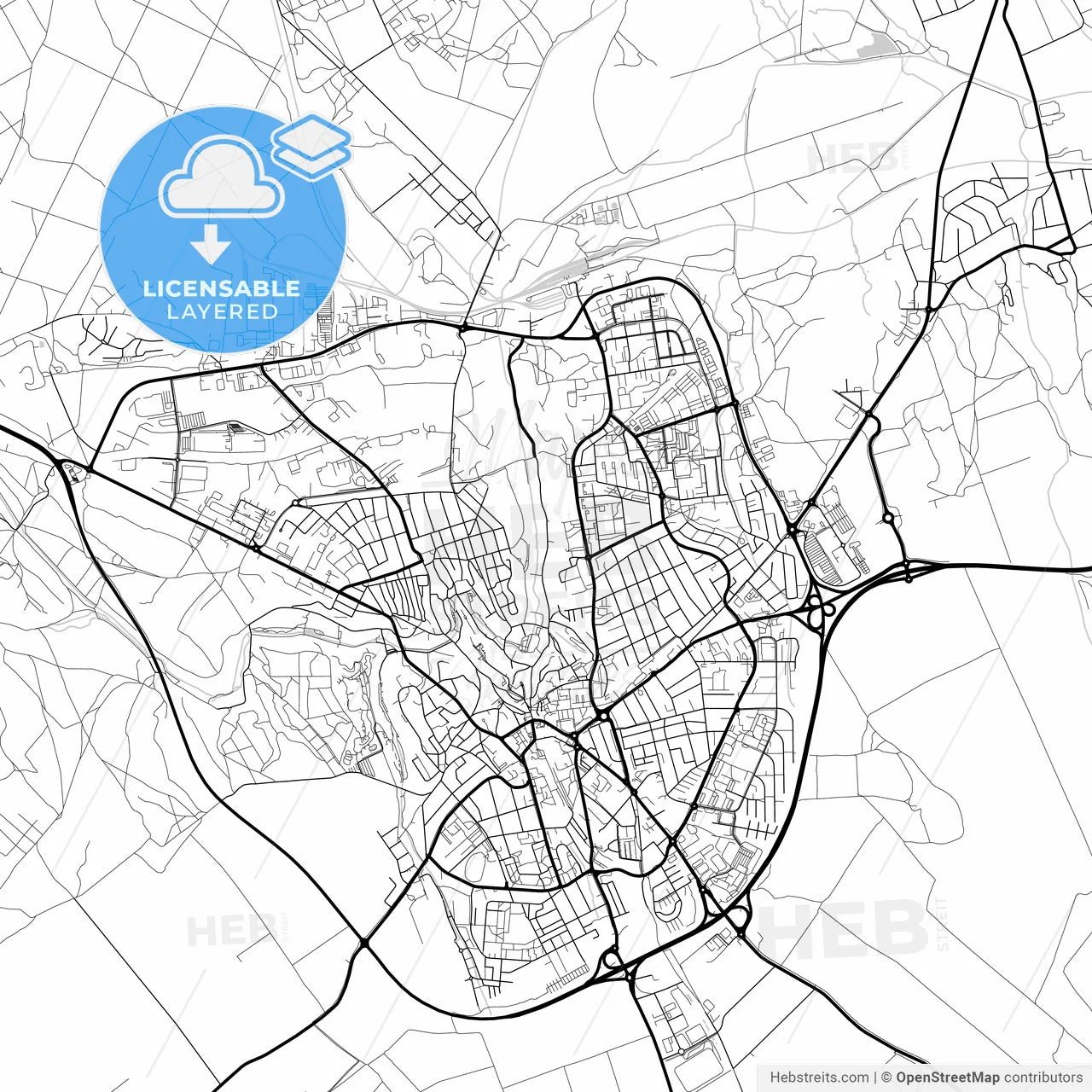 Layered PDF map of Veszprém, Veszprém, Hungary