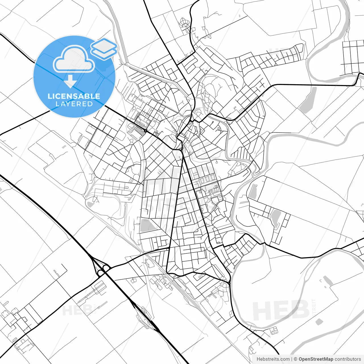 Layered PDF map of Mosonmagyaróvár, Győr-Moson-Sopron, Hungary
