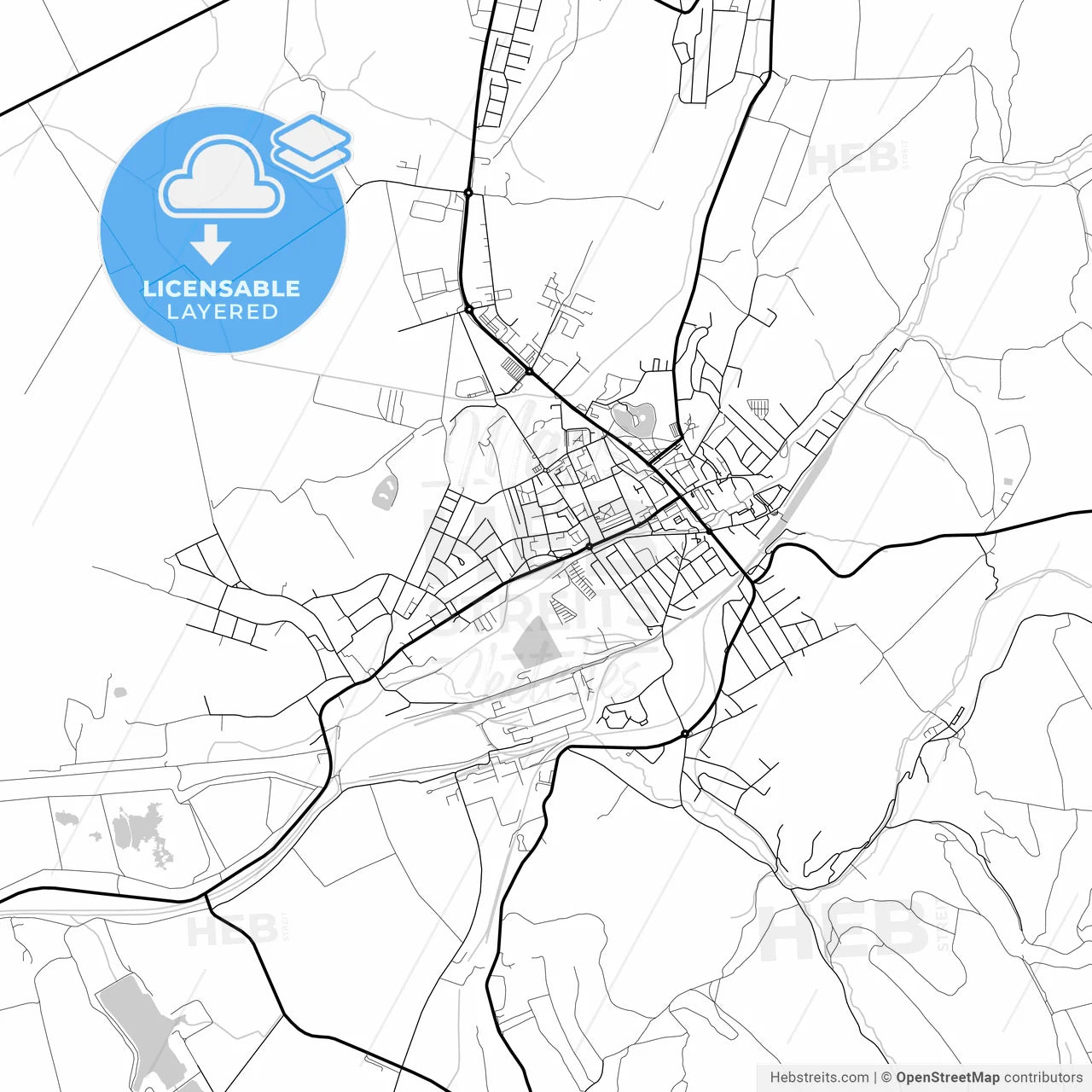 Layered PDF map of Ajka, Veszprém, Hungary
