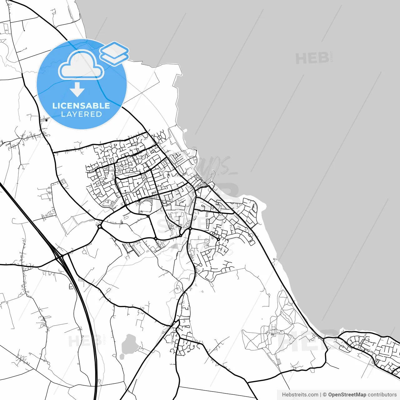 Layered PDF map of Balbriggan, Fingal, Ireland