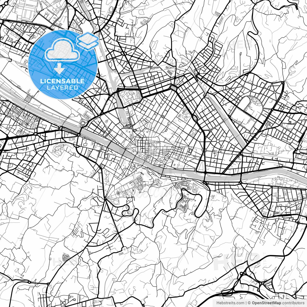 Layered PDF map of Florence, Tuscany, Italy
