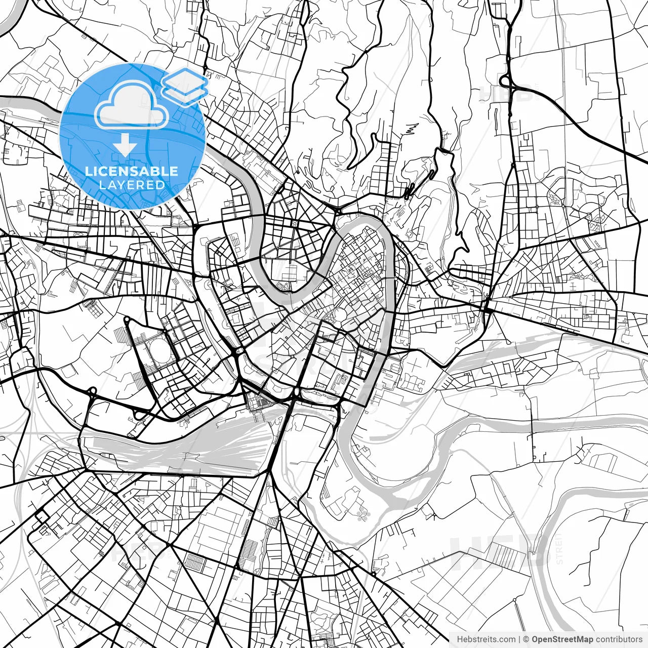 Layered PDF map of Verona, Veneto, Italy