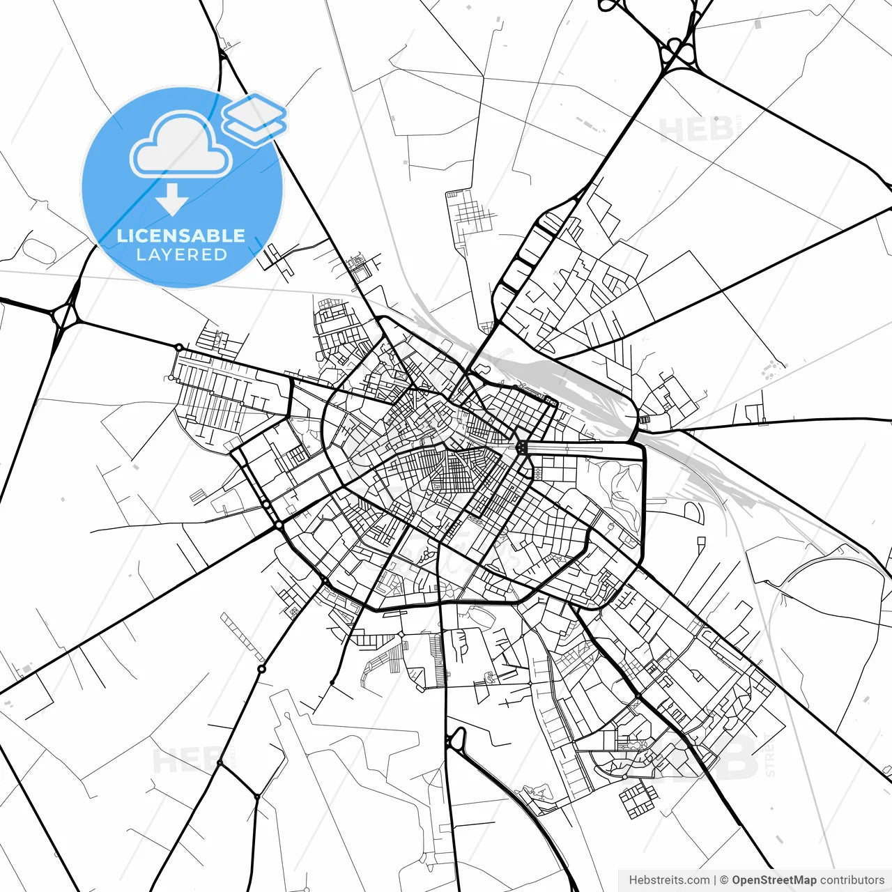 Layered PDF map of Foggia, Apulia, Italy