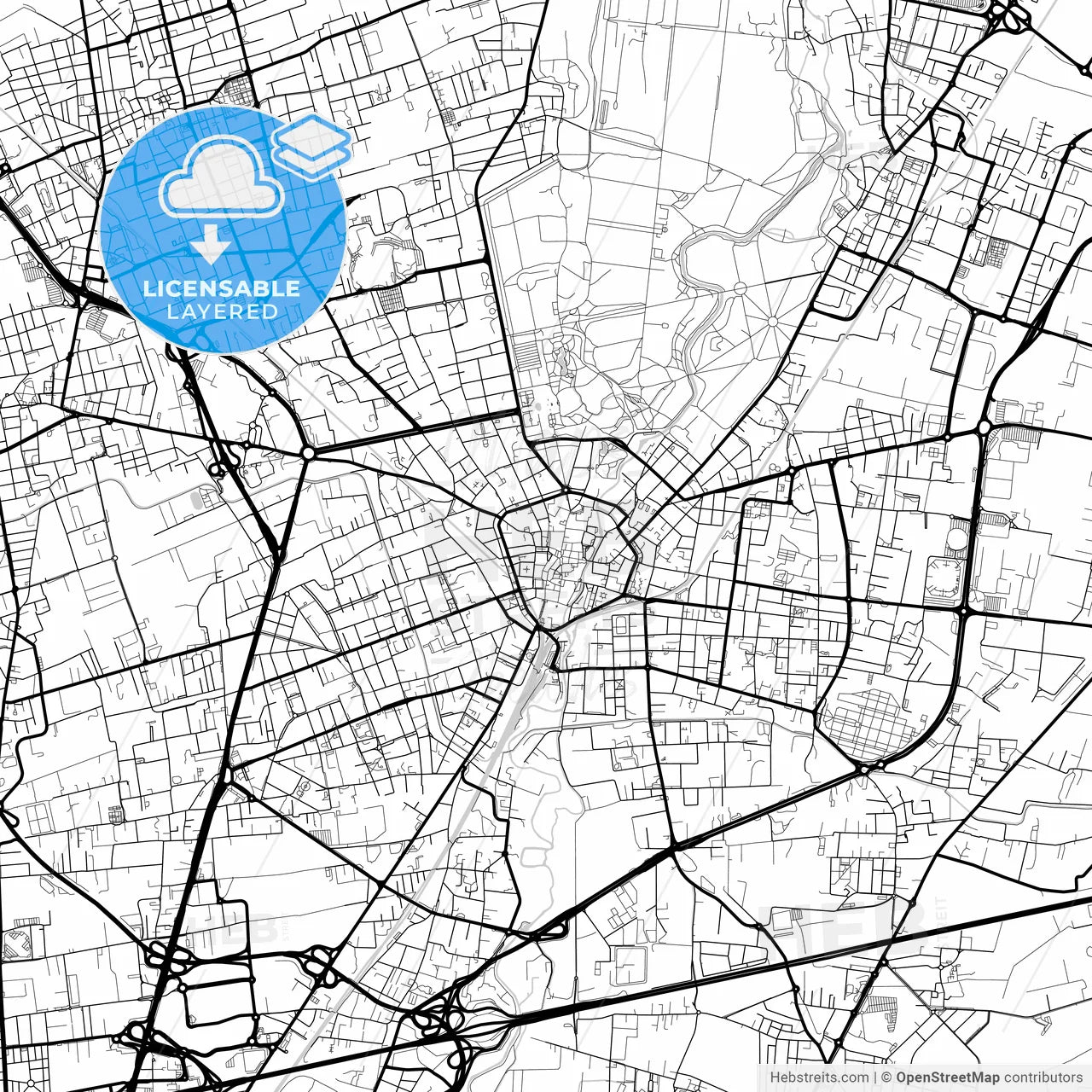 Layered PDF map of Monza, Lombardy, Italy