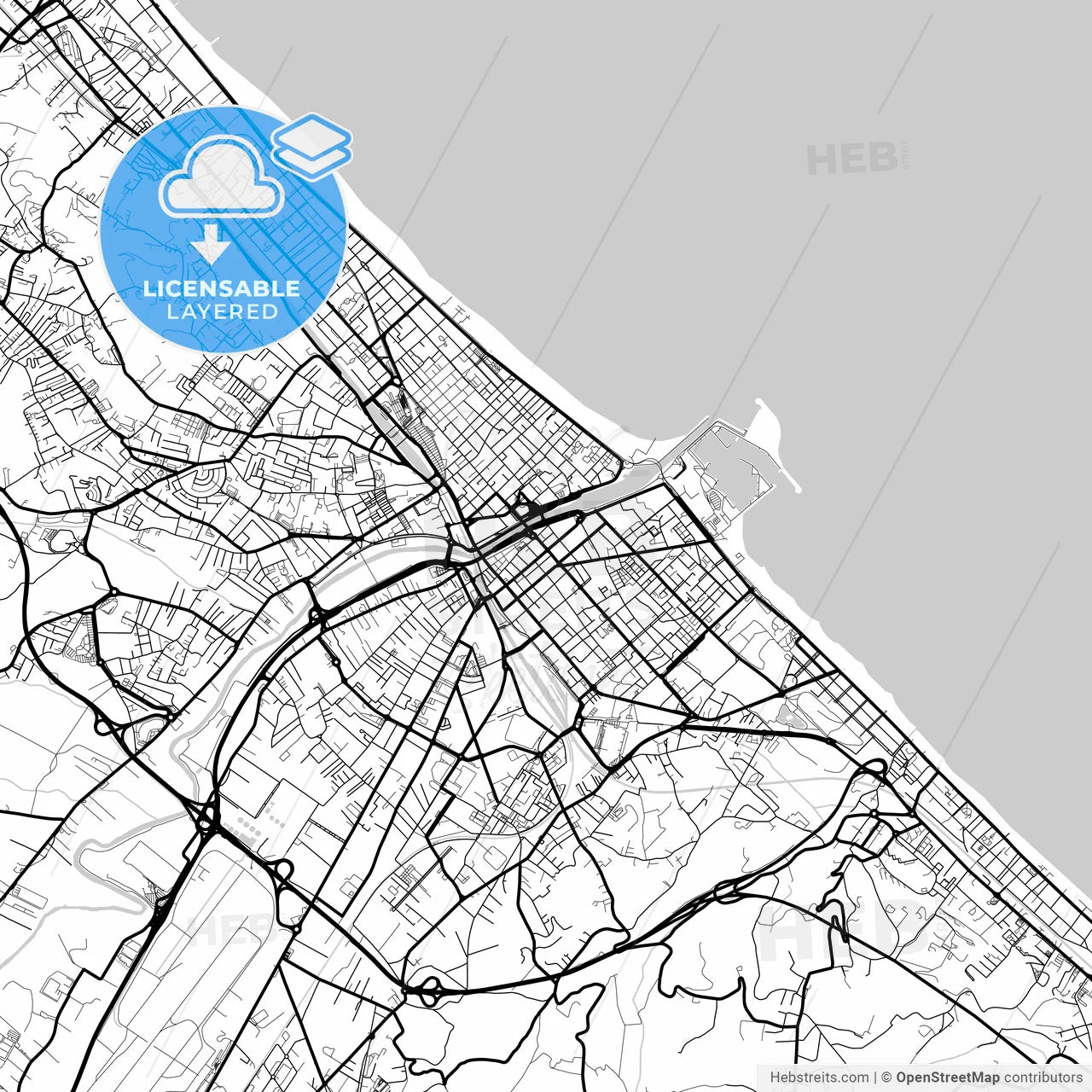 Layered PDF map of Pescara, Abruzzo, Italy