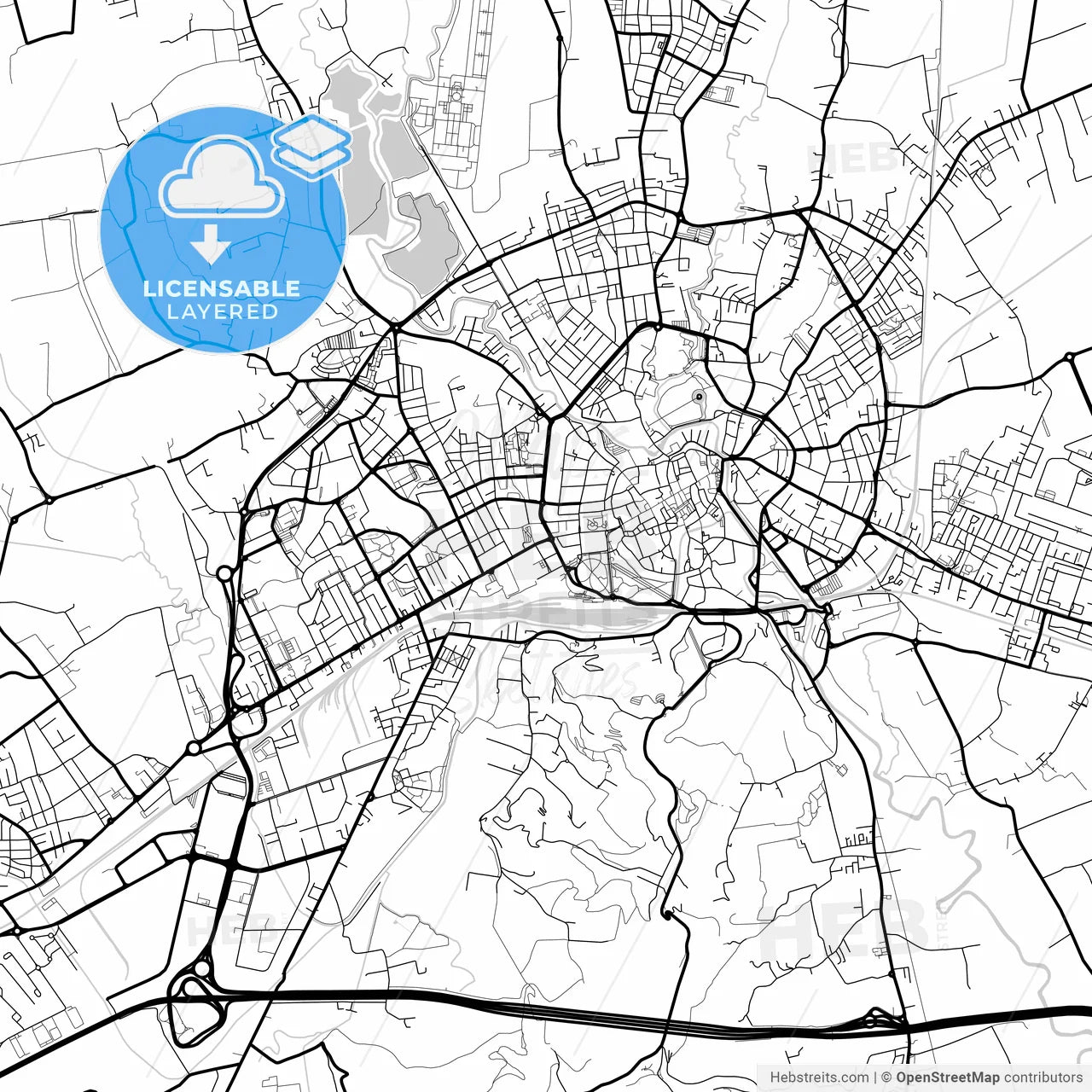 Layered PDF map of Vicenza, Veneto, Italy