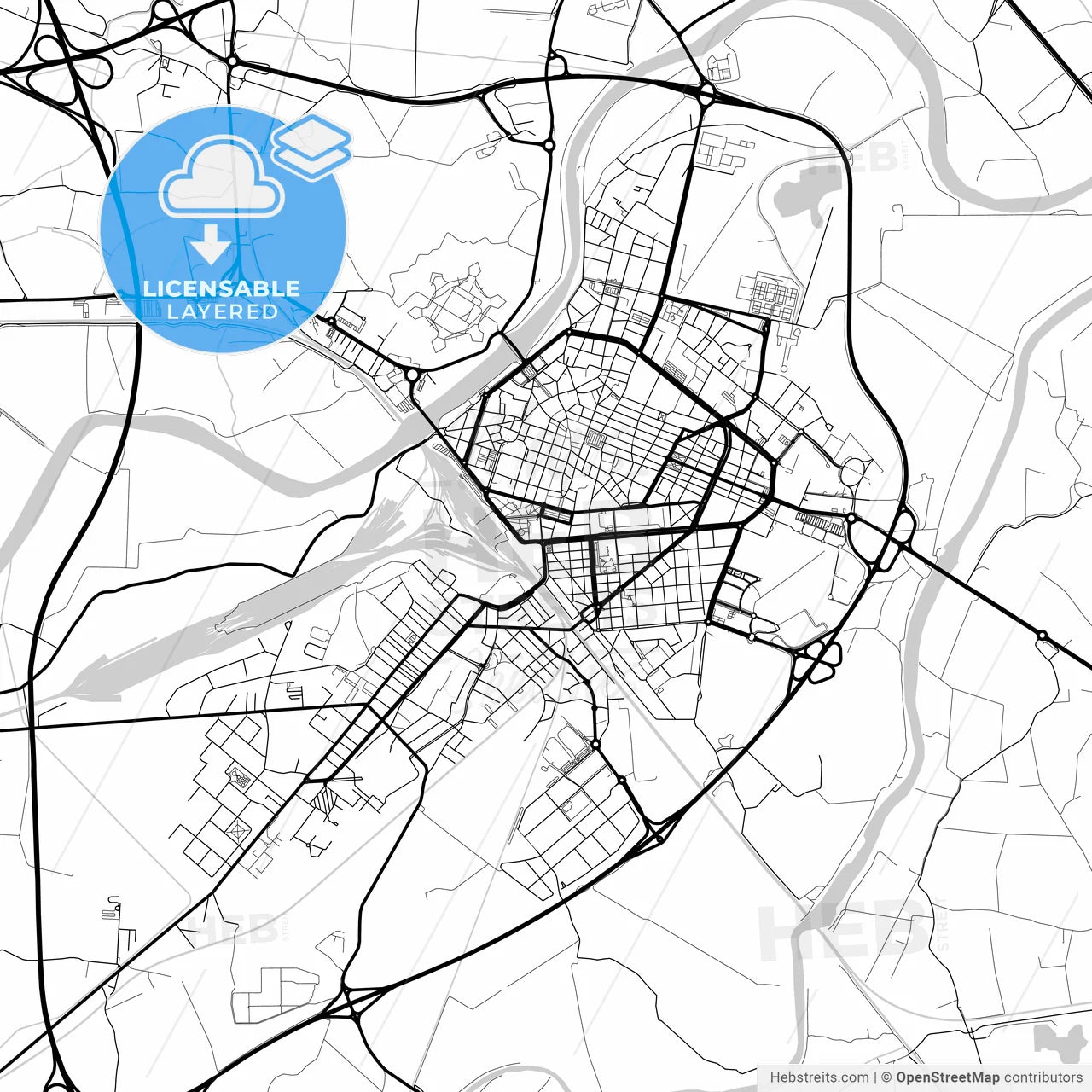 Layered PDF map of Alessandria, Piedmont, Italy