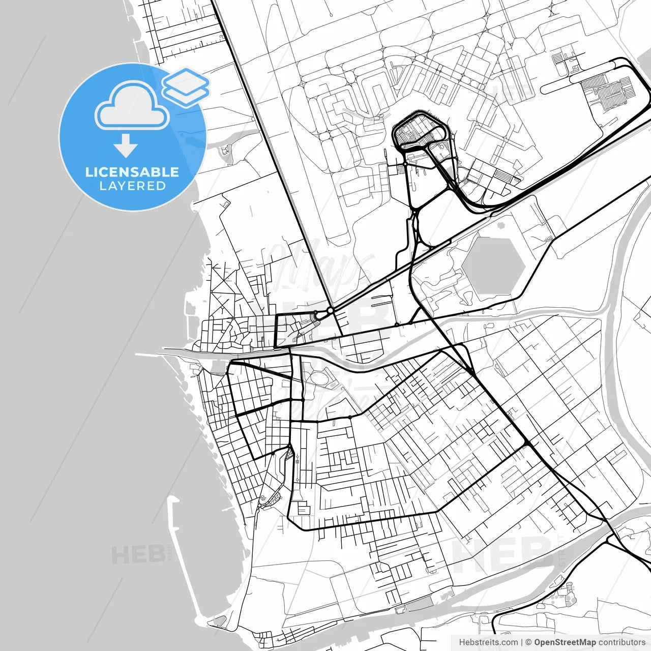 Layered PDF map of Fiumicino, Lazio, Italy