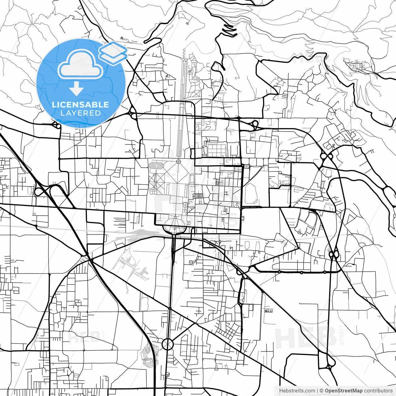 Layered PDF map of Caserta, Campania, Italy