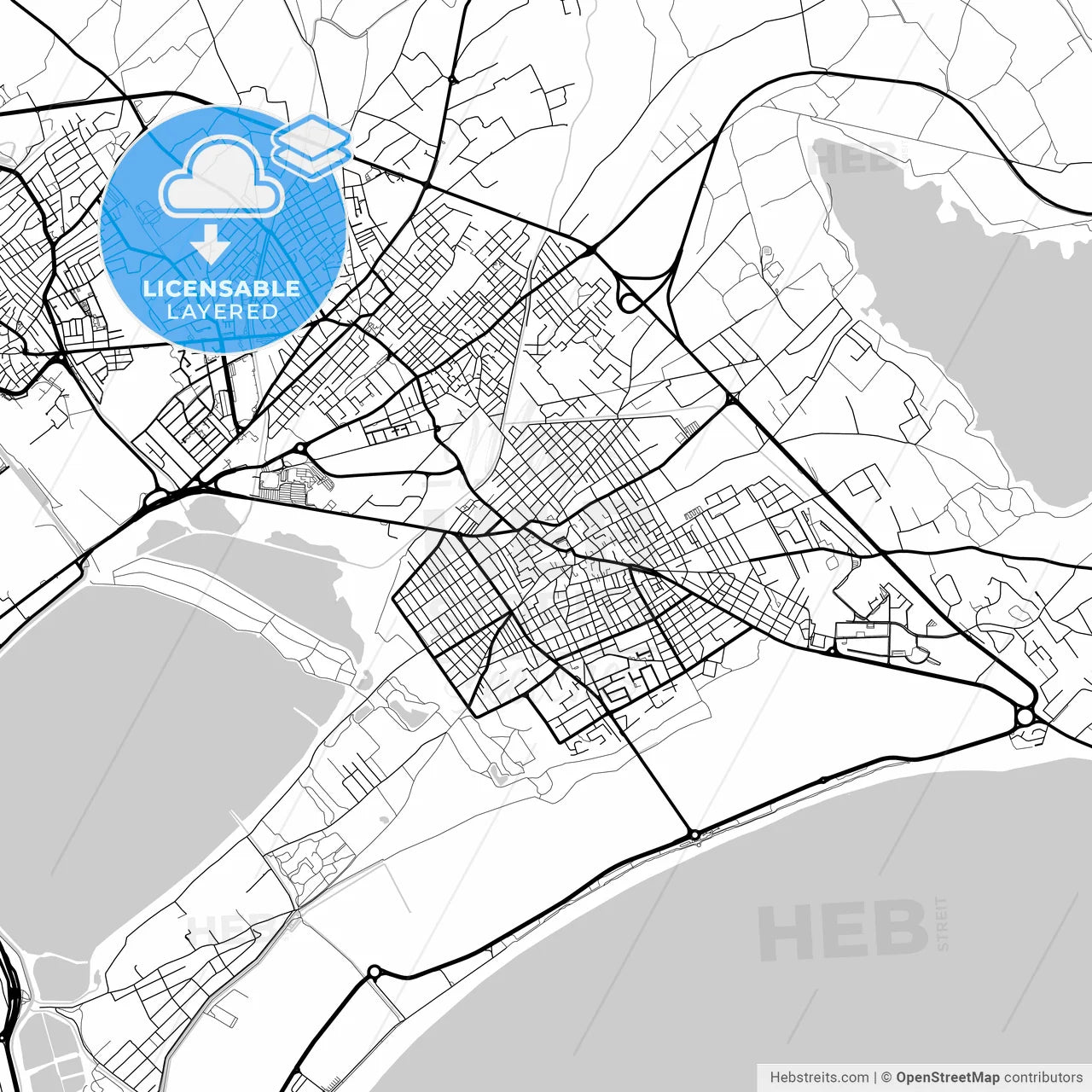Layered PDF map of Quartu Sant Elena, Sardinia, Italy