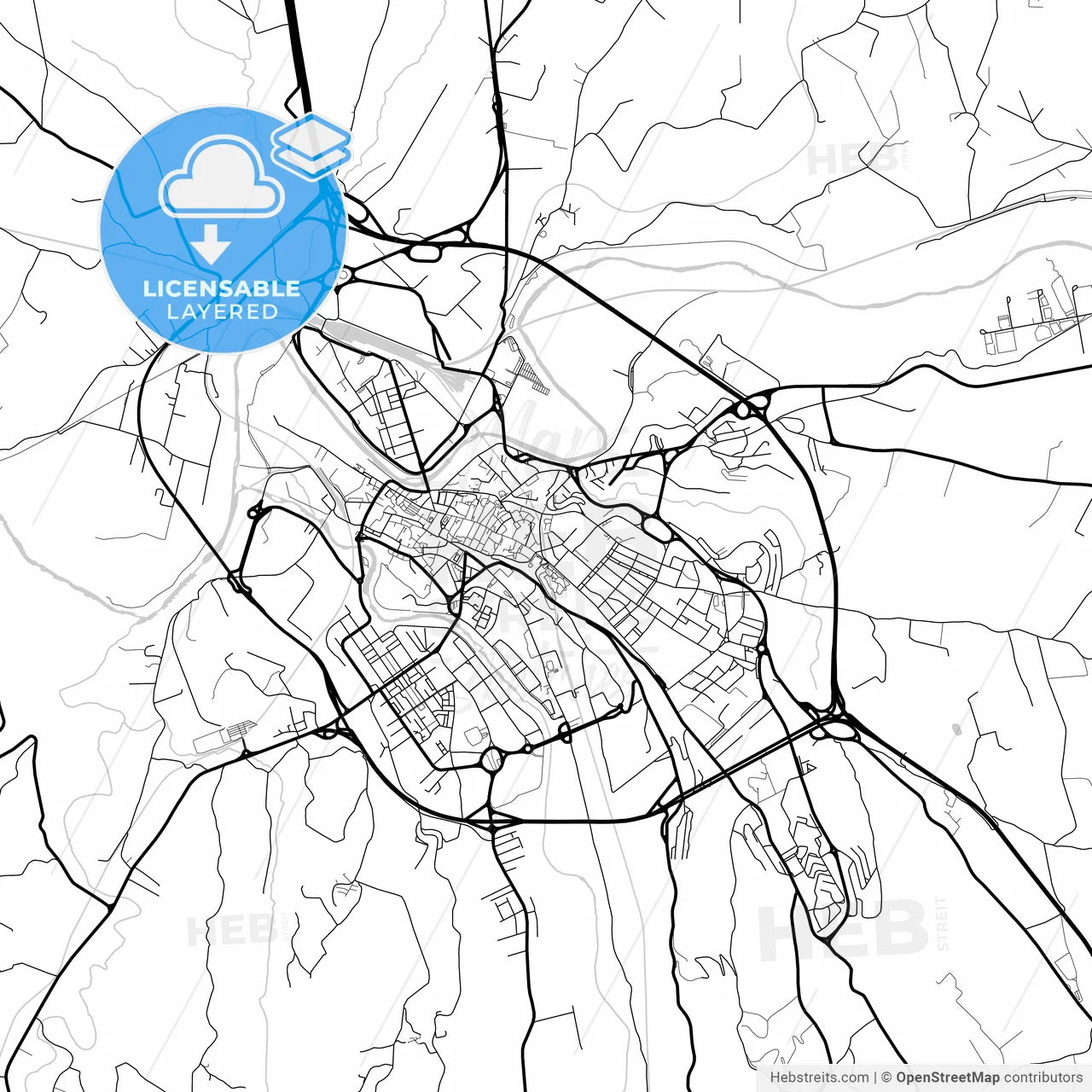 Layered PDF map of Benevento, Campania, Italy