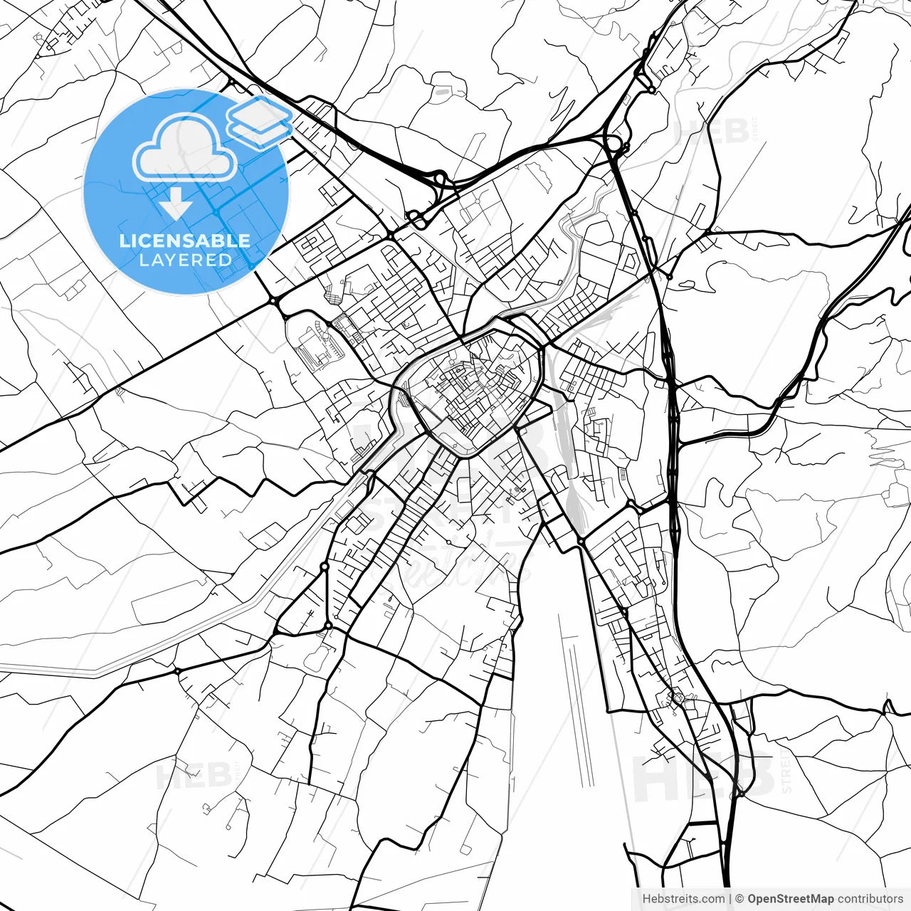 Layered PDF map of Foligno, Umbria, Italy