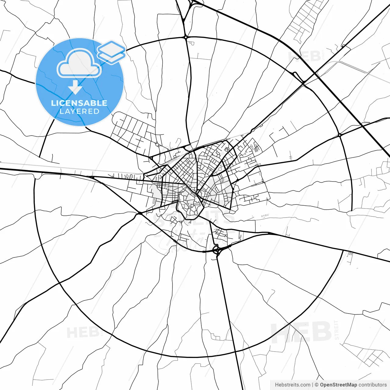 Layered PDF map of Bitonto, Apulia, Italy