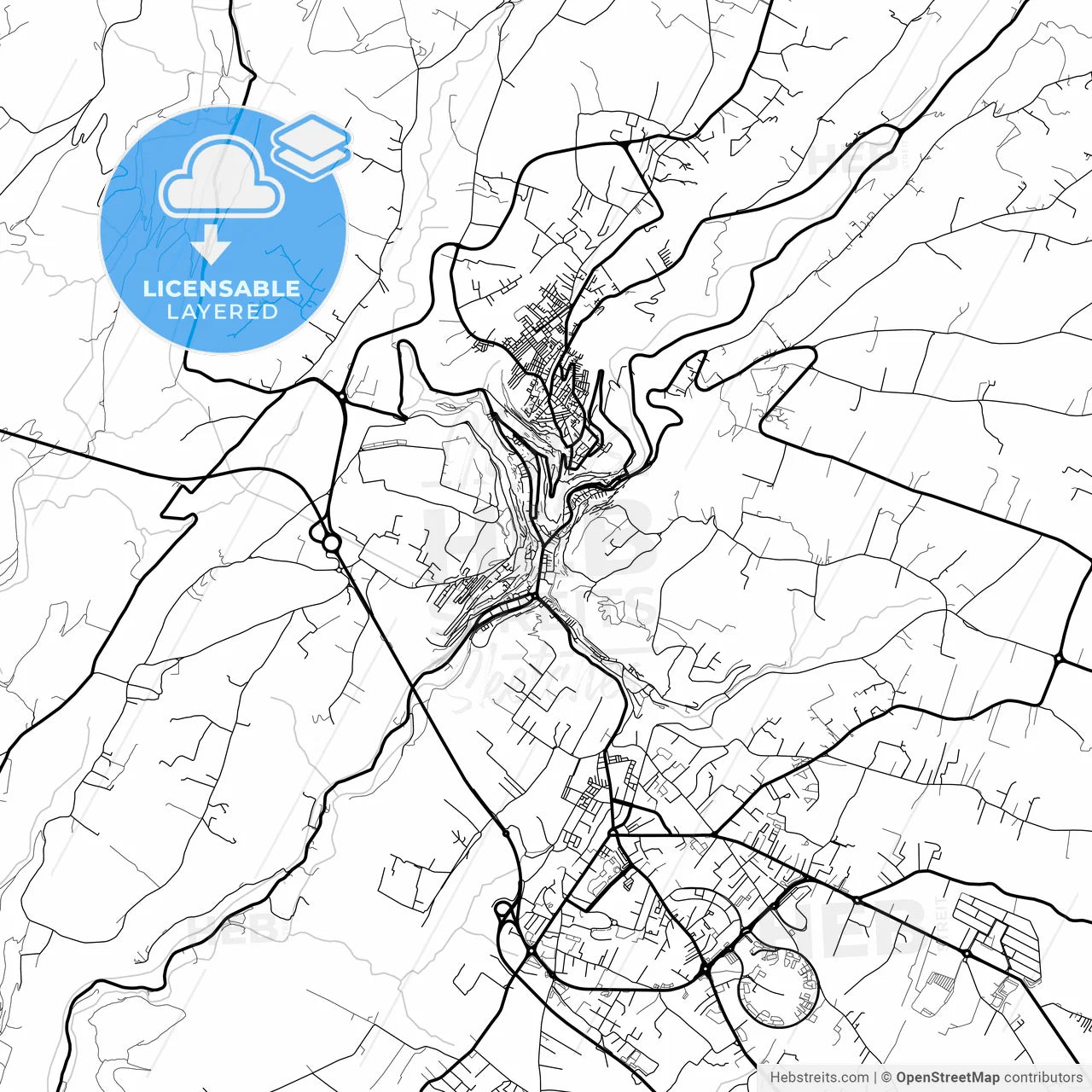 Layered PDF map of Modica, Sicily, Italy
