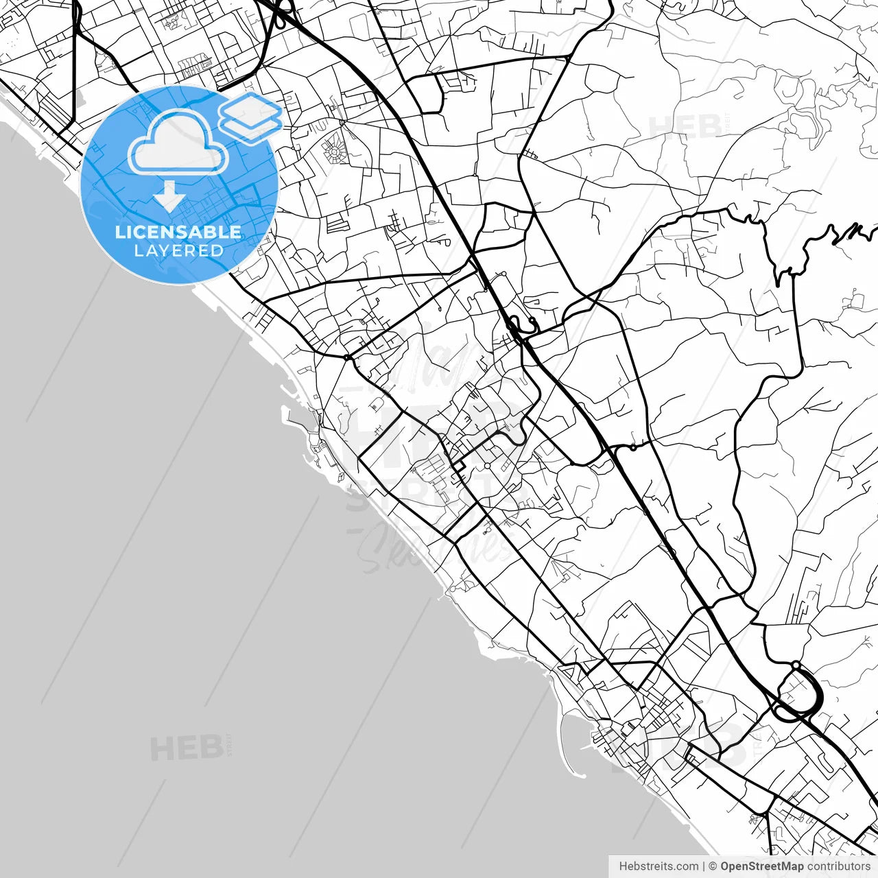 Layered PDF map of Ercolano, Campania, Italy