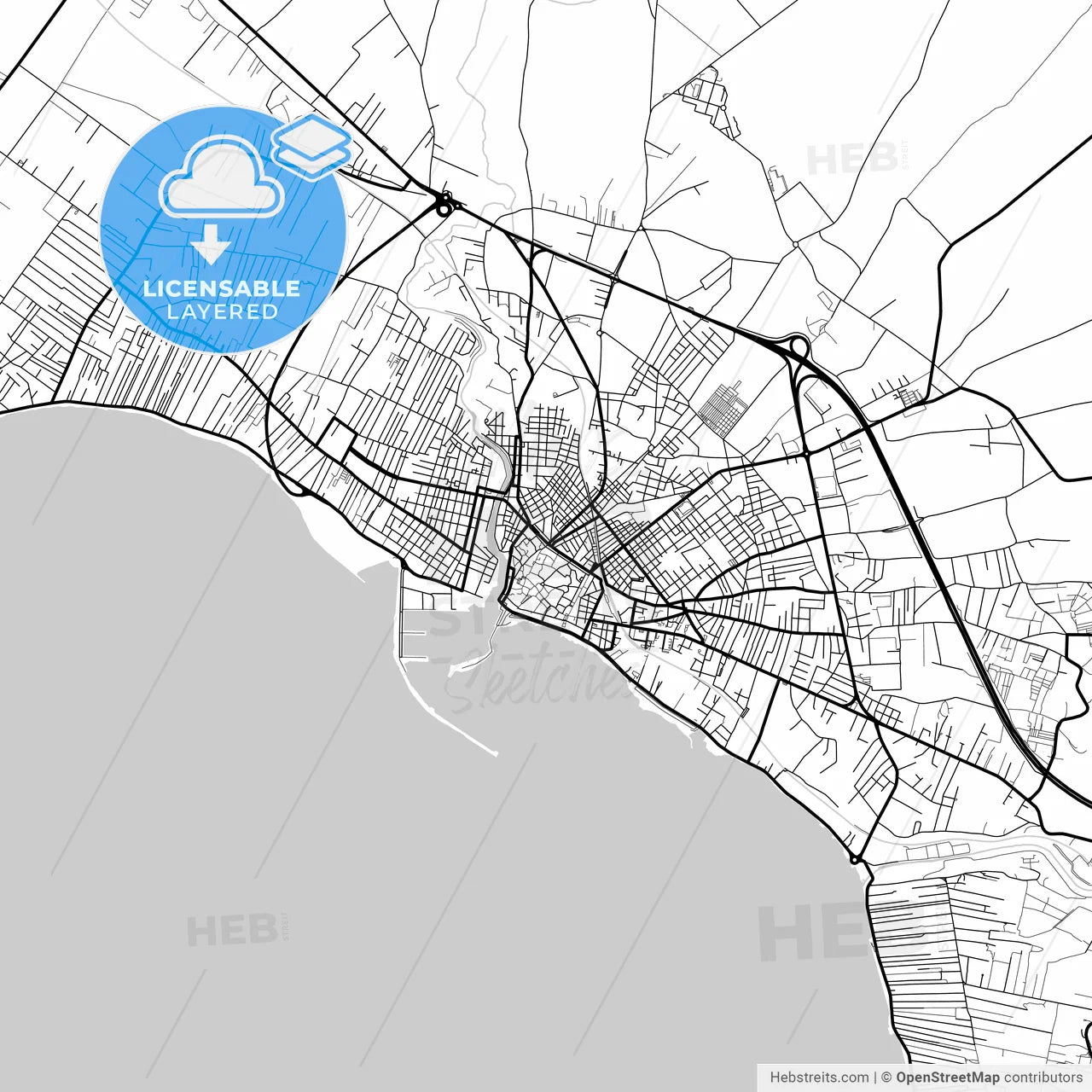 Layered PDF map of Mazara del Vallo, Sicily, Italy