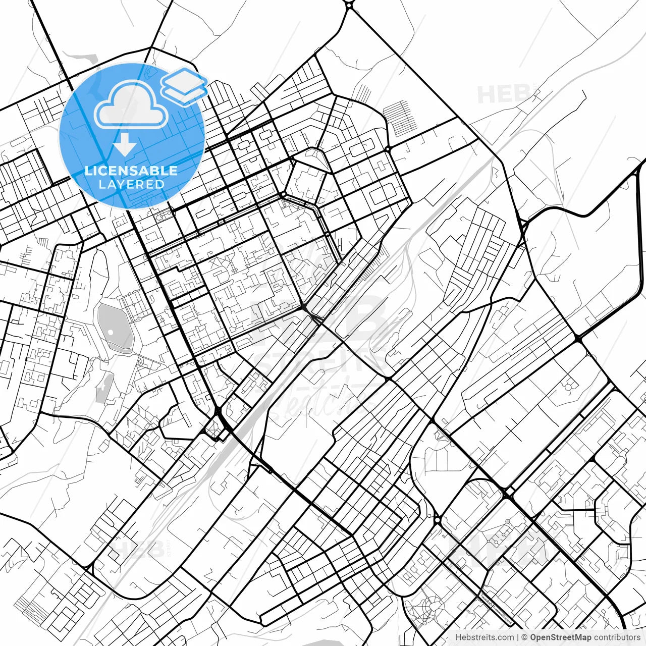 Layered PDF map of Karagandy, Karagandy Province, Kazakhstan