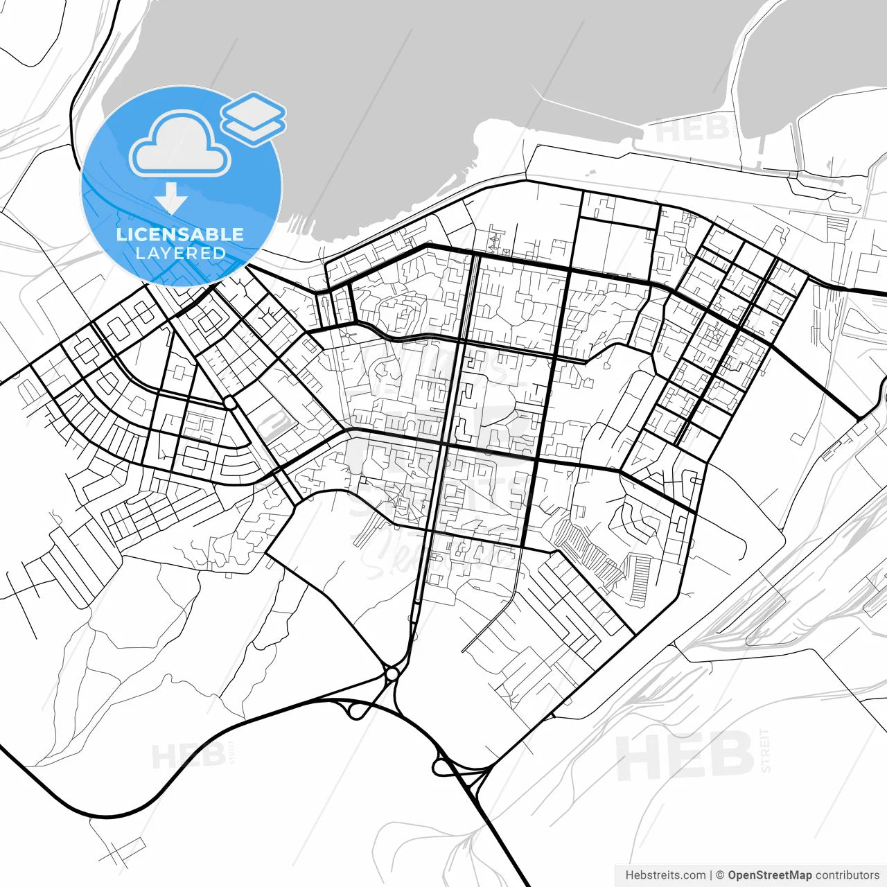 Layered PDF map of Temirtau, Karagandy Province, Kazakhstan