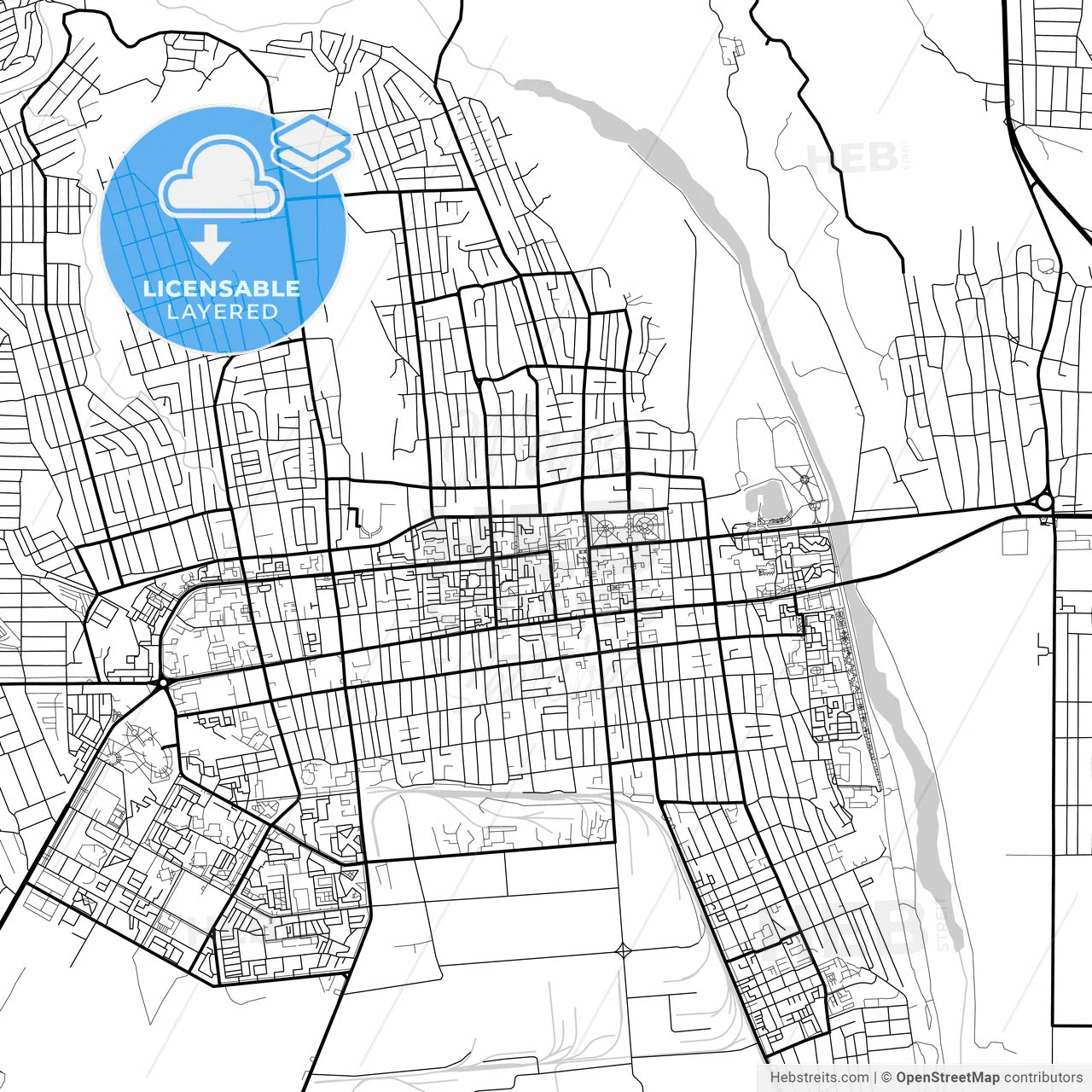 Layered PDF map of Taldykorgan, Almaty Province, Kazakhstan