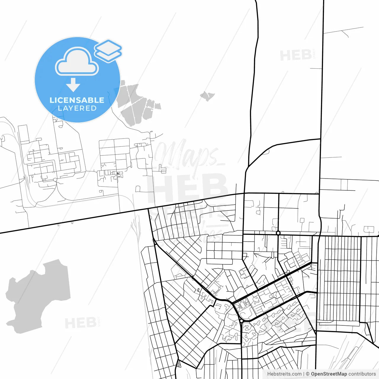 Layered PDF map of Zhanaozen, Mangystau Province, Kazakhstan