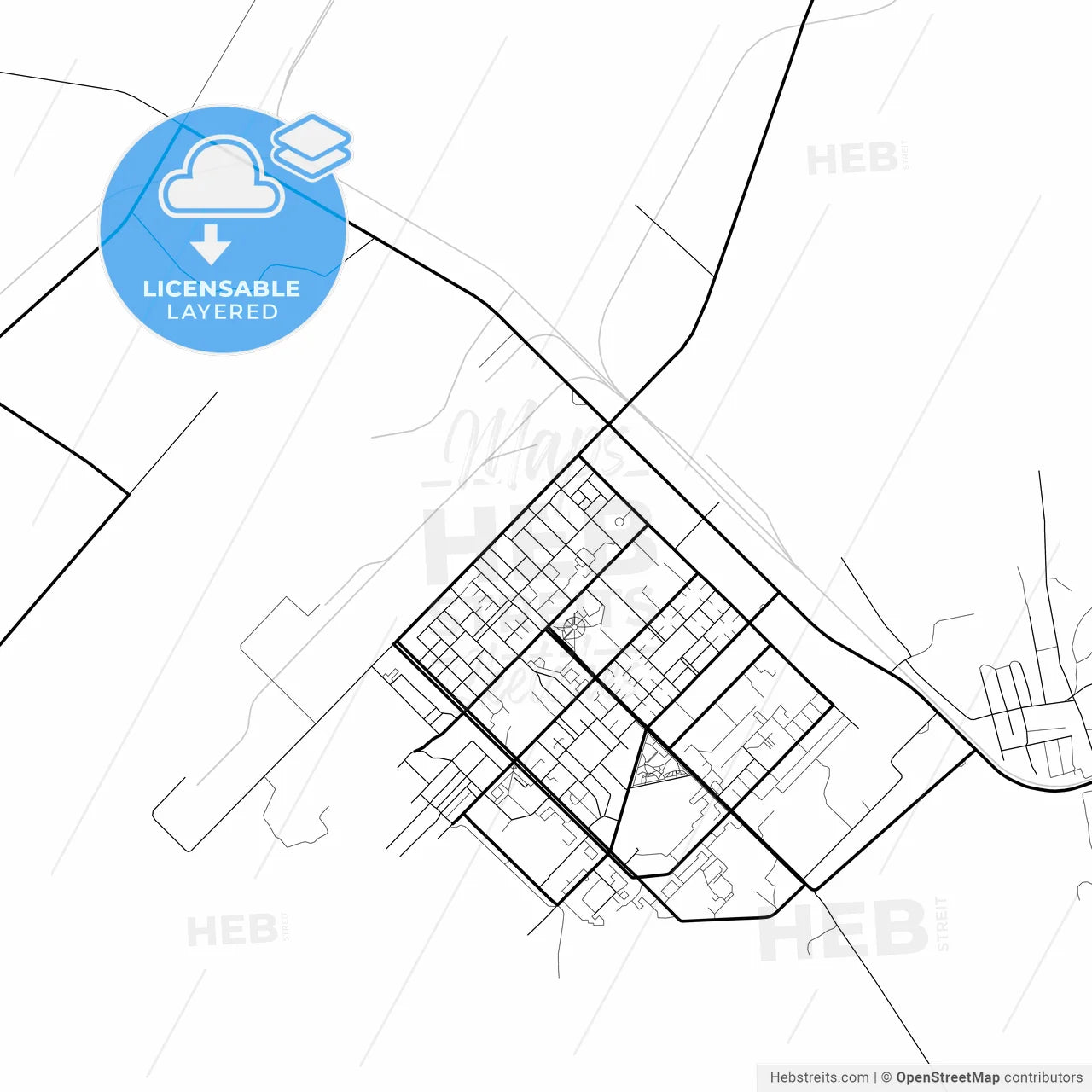 Layered PDF map of Shakhtinsk, Karagandy Region, Kazakhstan