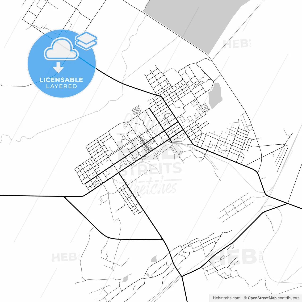 Layered PDF map of Saran, Karagandy Province, Kazakhstan