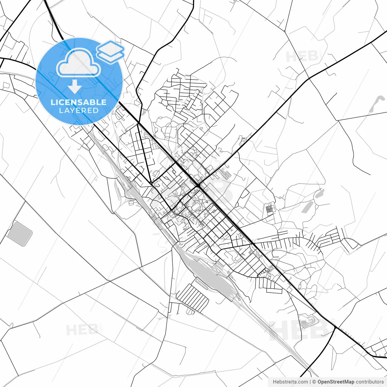 Layered PDF map of Radviliškis, Šiauliai County, Lithuania