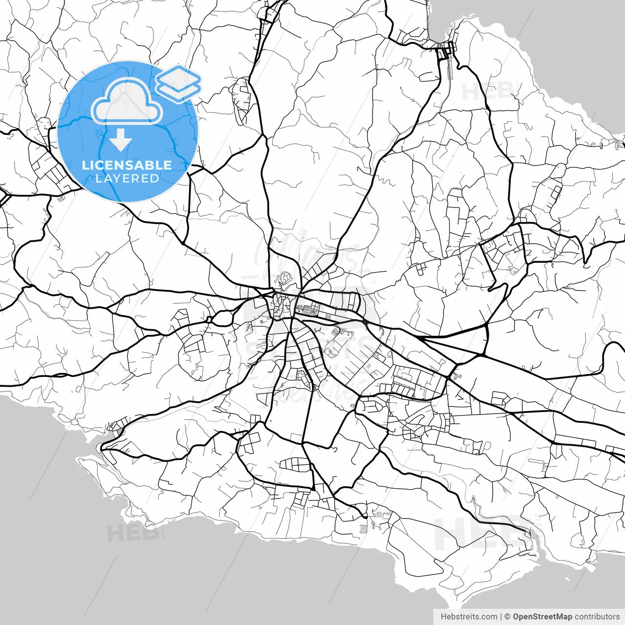Layered PDF map of Rabat, Gozo Region, Malta