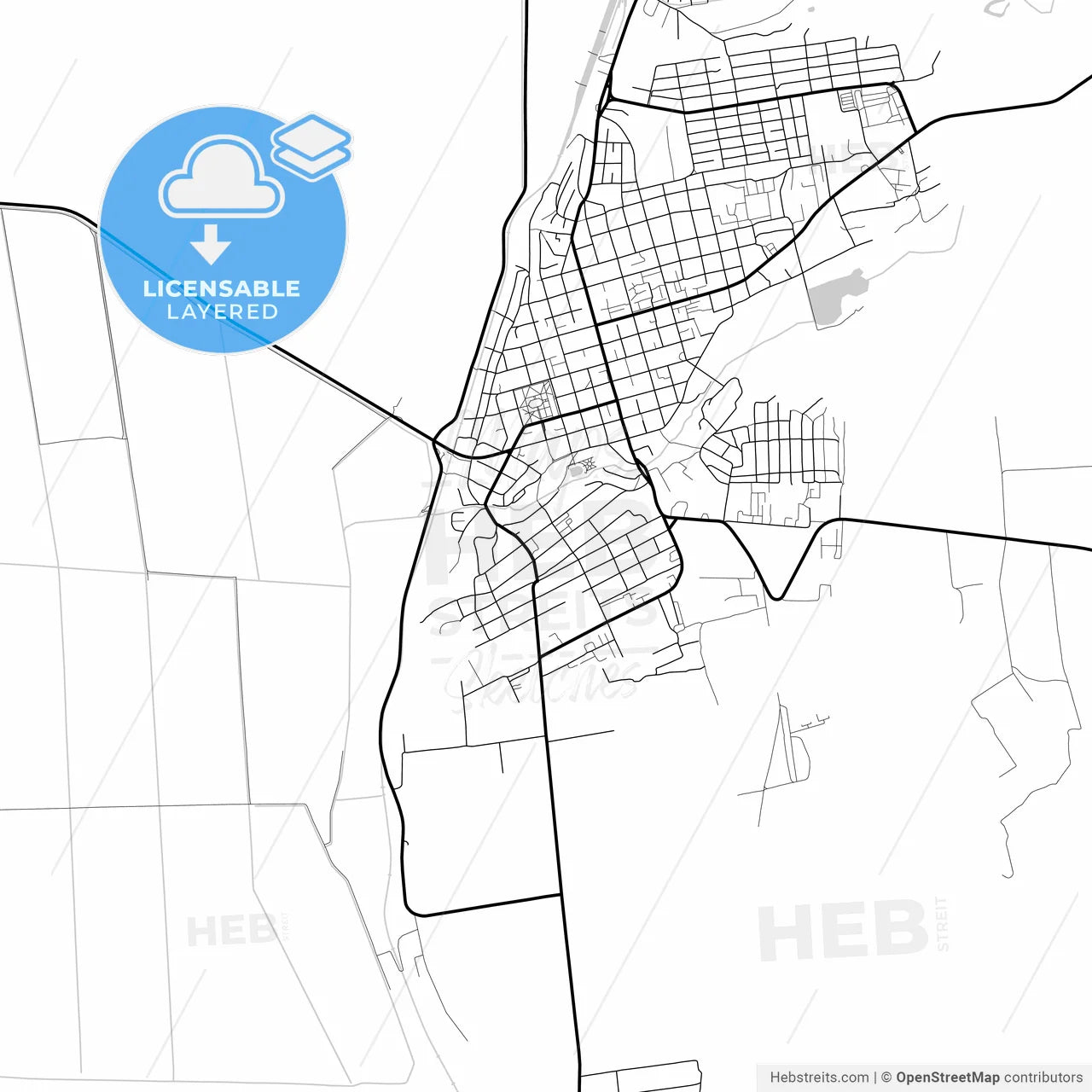 Layered PDF map of Cahul, Cahul district, Moldova