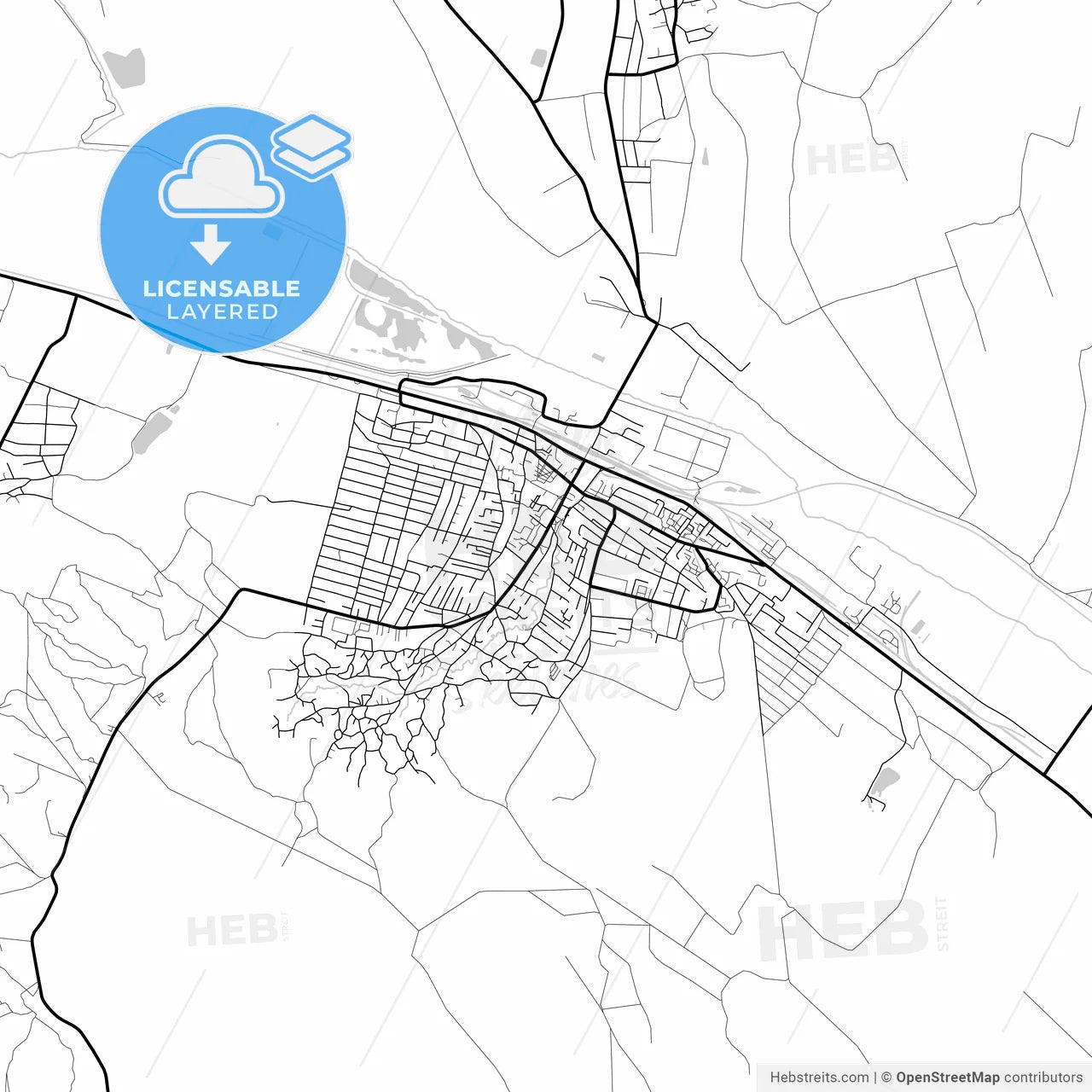 Layered PDF map of Strășeni, Strășeni district, Moldova