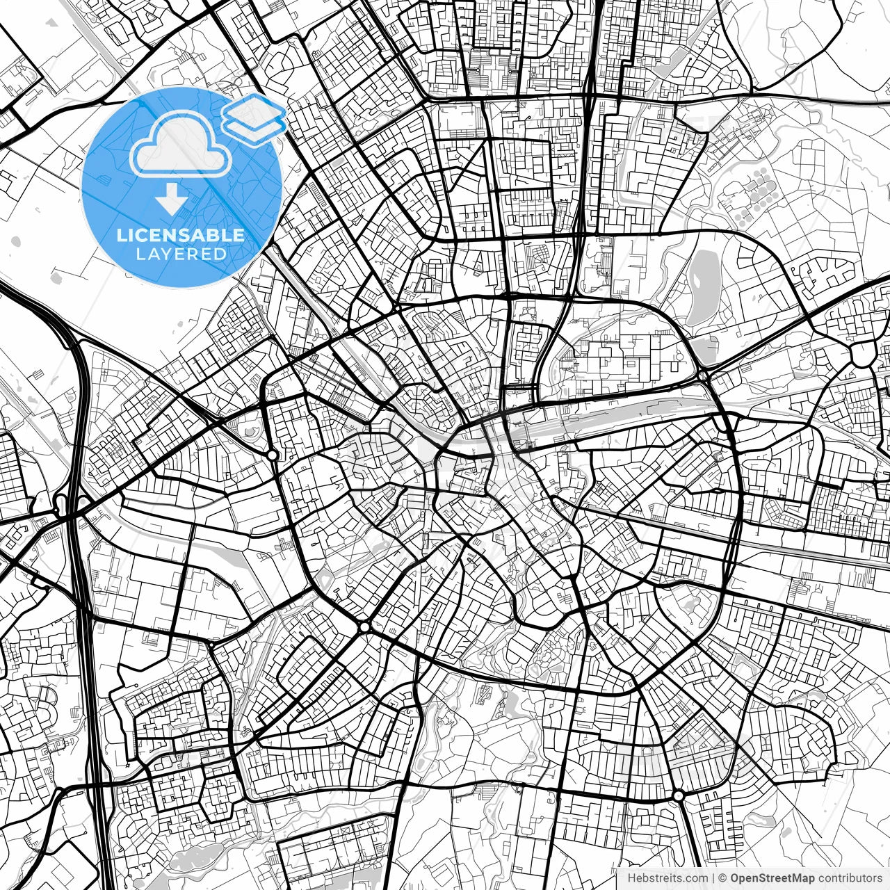 Layered PDF map of Eindhoven, North Brabant, Netherlands