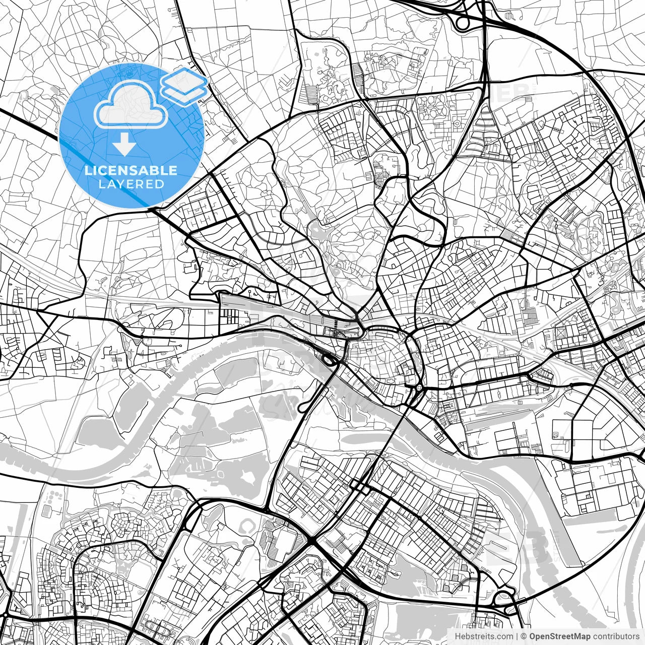 Layered PDF map of Arnhem, Gelderland, Netherlands