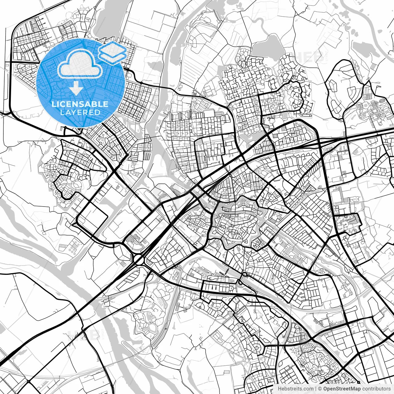 Layered PDF map of Zwolle, Overijssel, Netherlands