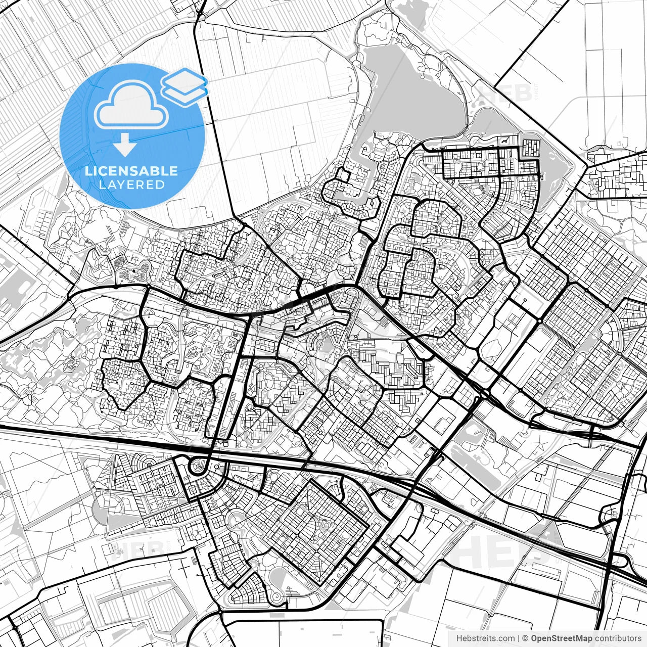Layered PDF map of Zoetermeer, South Holland, Netherlands