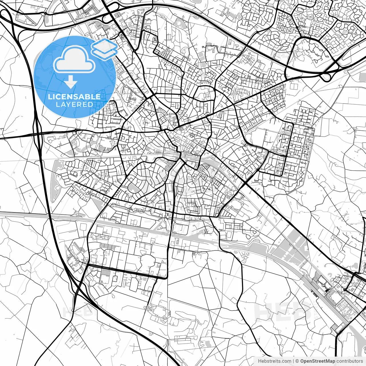 Layered PDF map of Hengelo, Overijssel, Netherlands