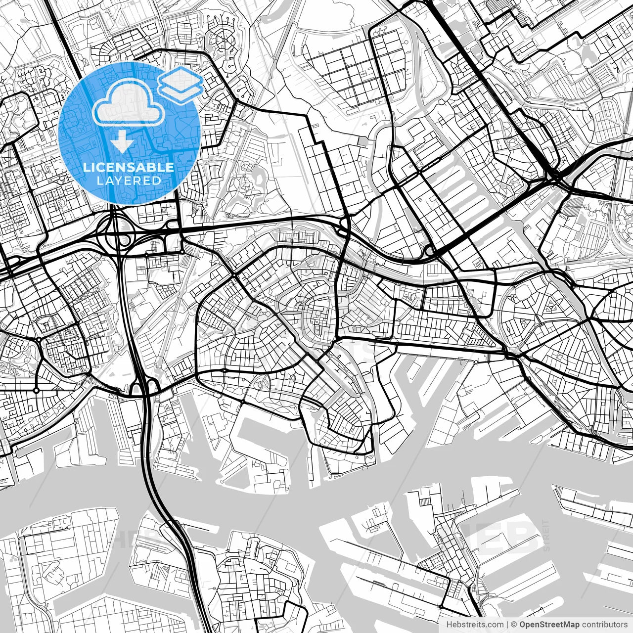 Layered PDF map of Schiedam, South Holland, Netherlands