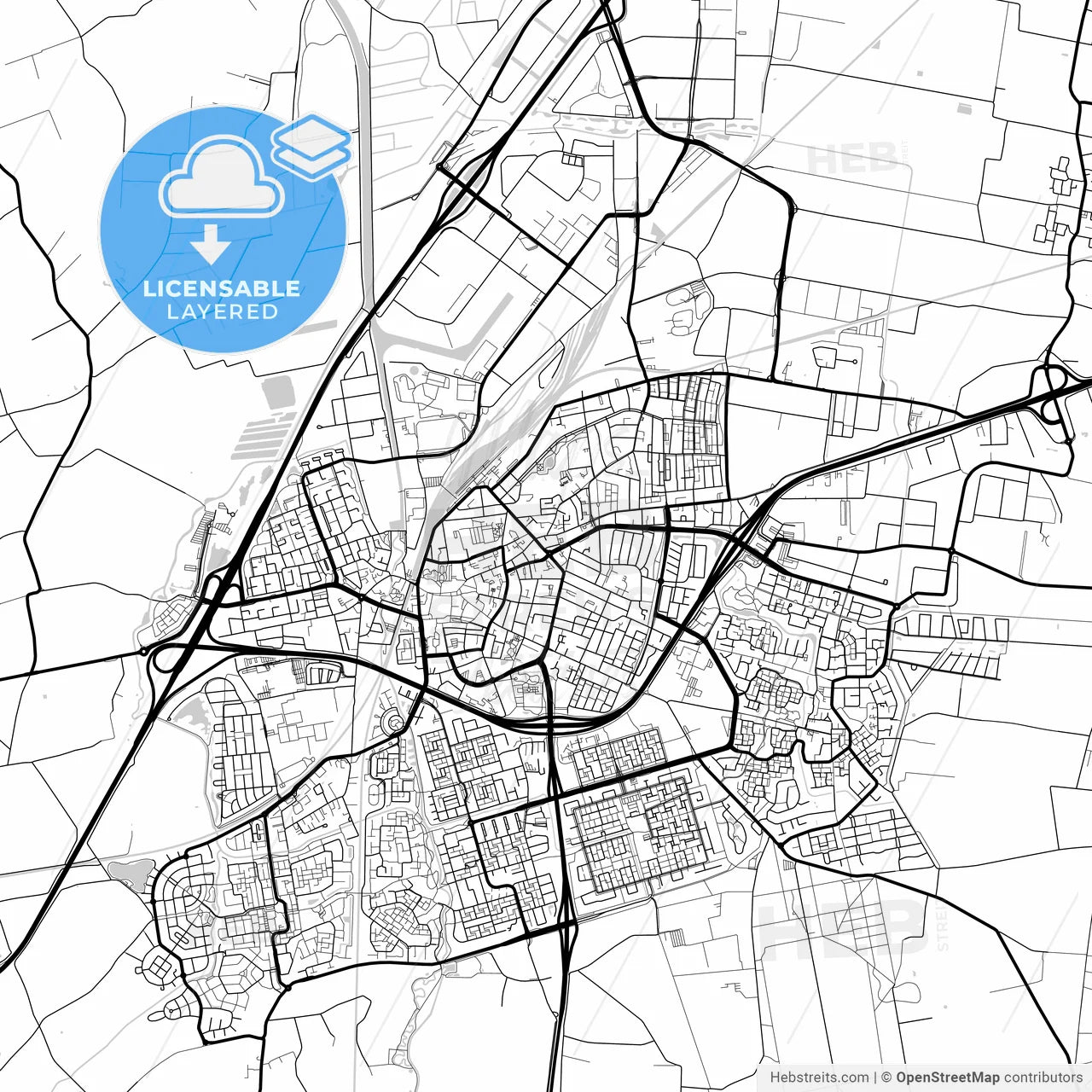 Layered PDF map of Roosendaal, North Brabant, Netherlands