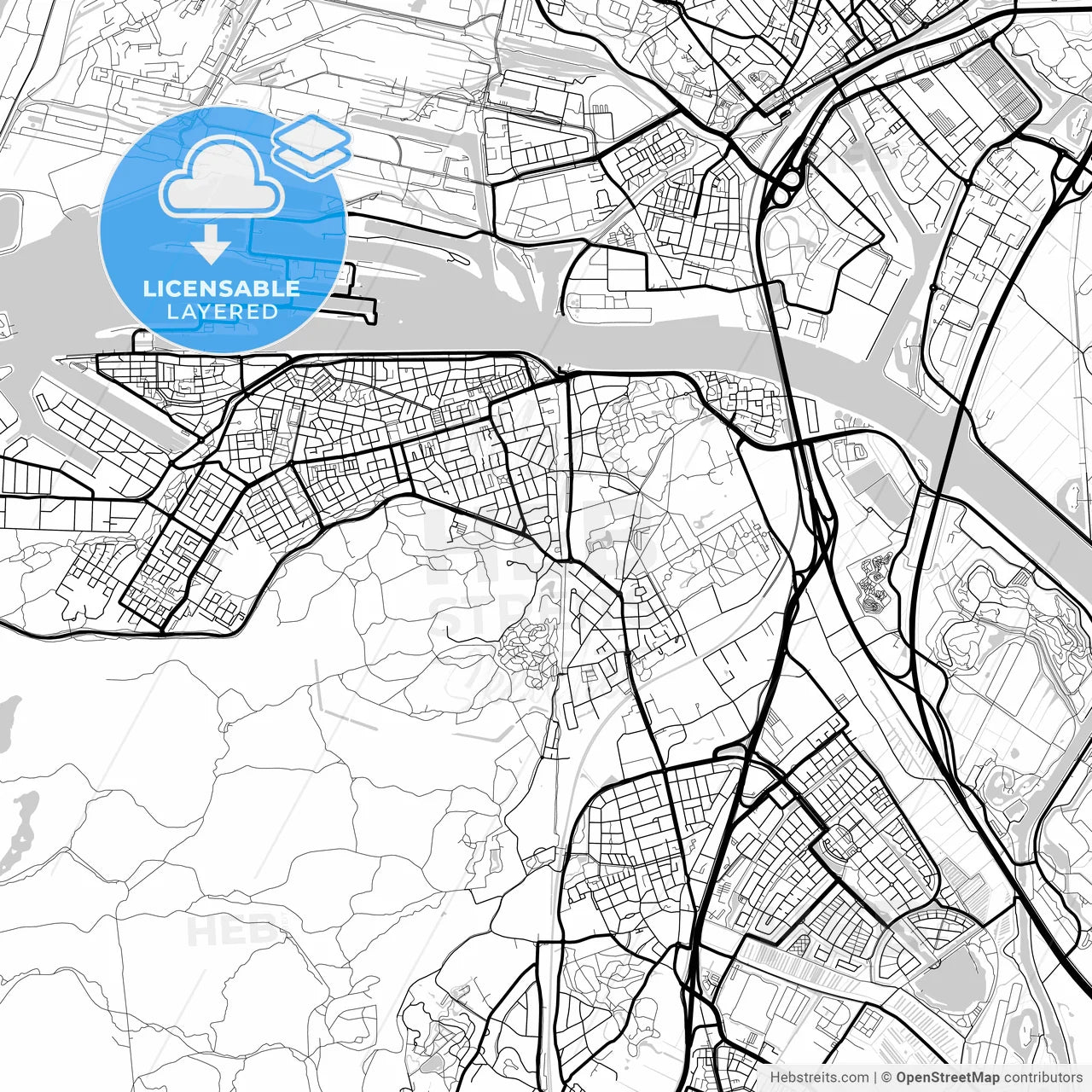 Layered PDF map of Velsen, North Holland, Netherlands
