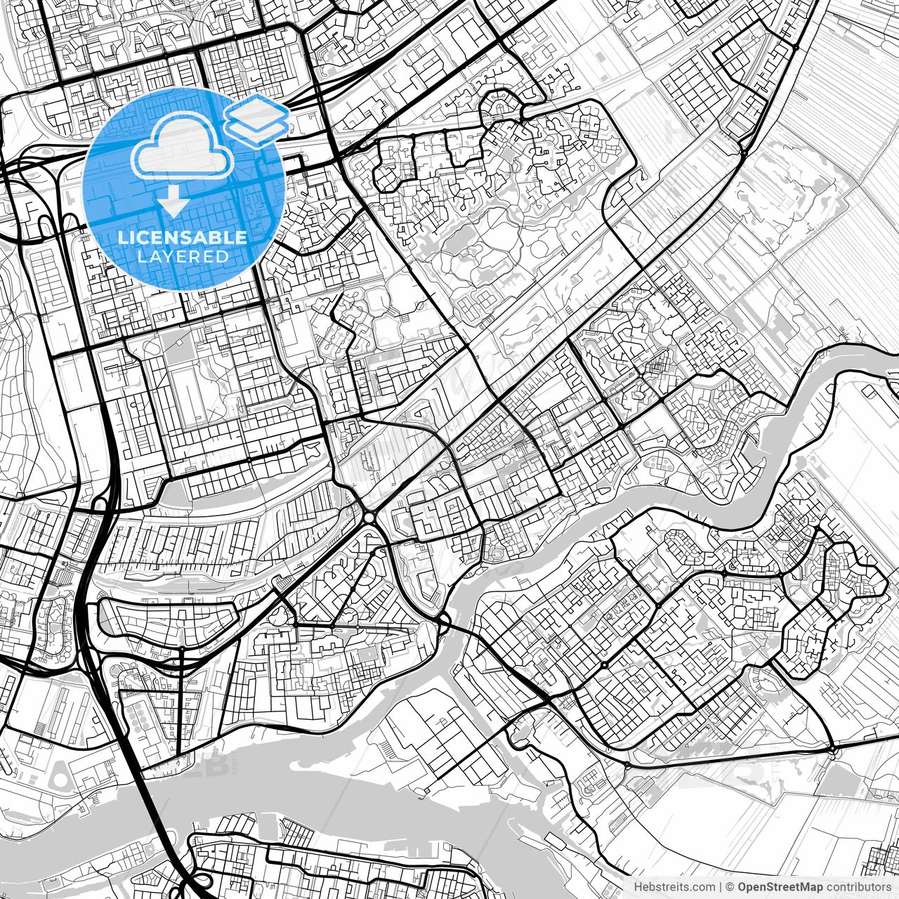 Layered PDF map of Capelle aan den IJssel, South Holland, Netherlands