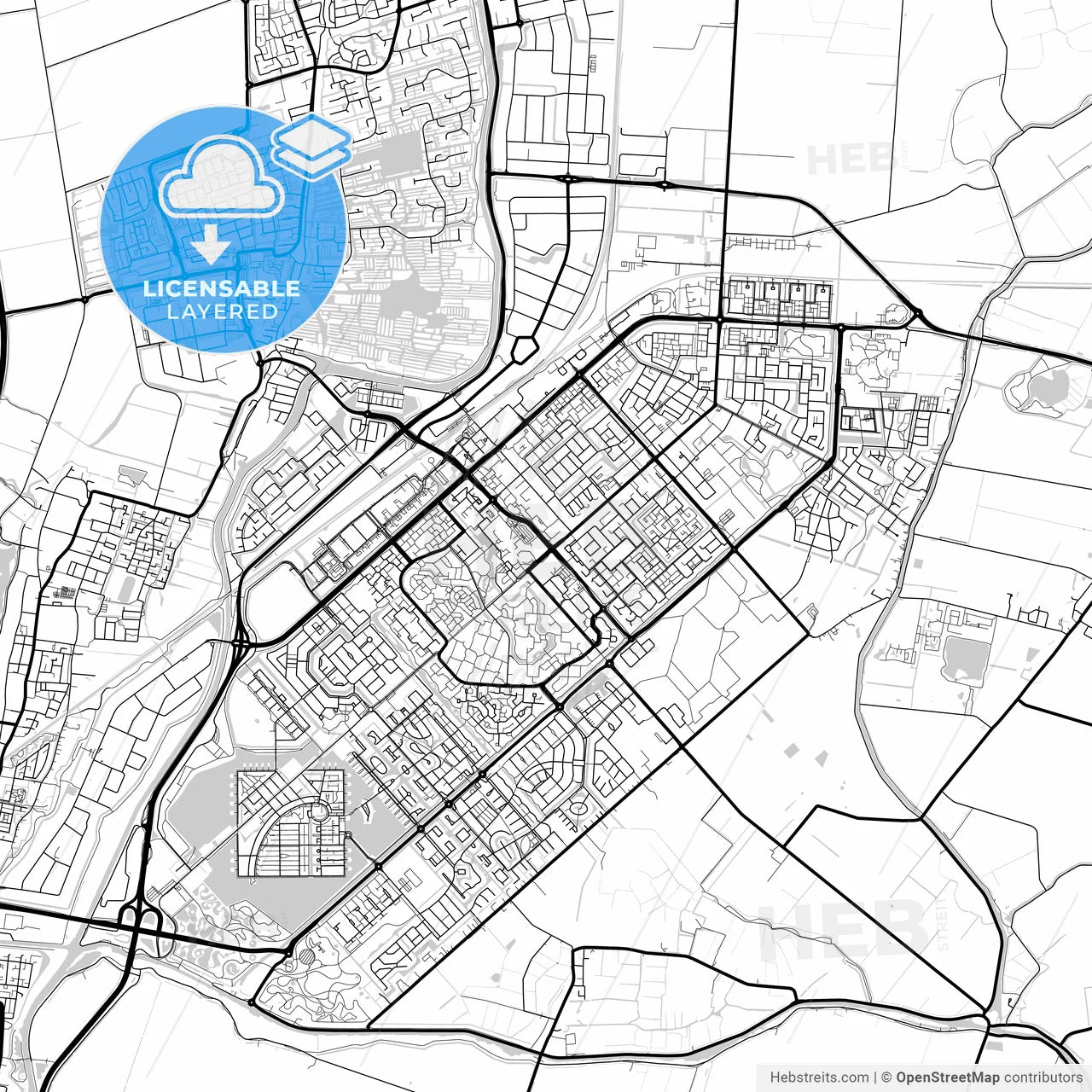 Layered PDF map of Heerhugowaard, North Holland, Netherlands