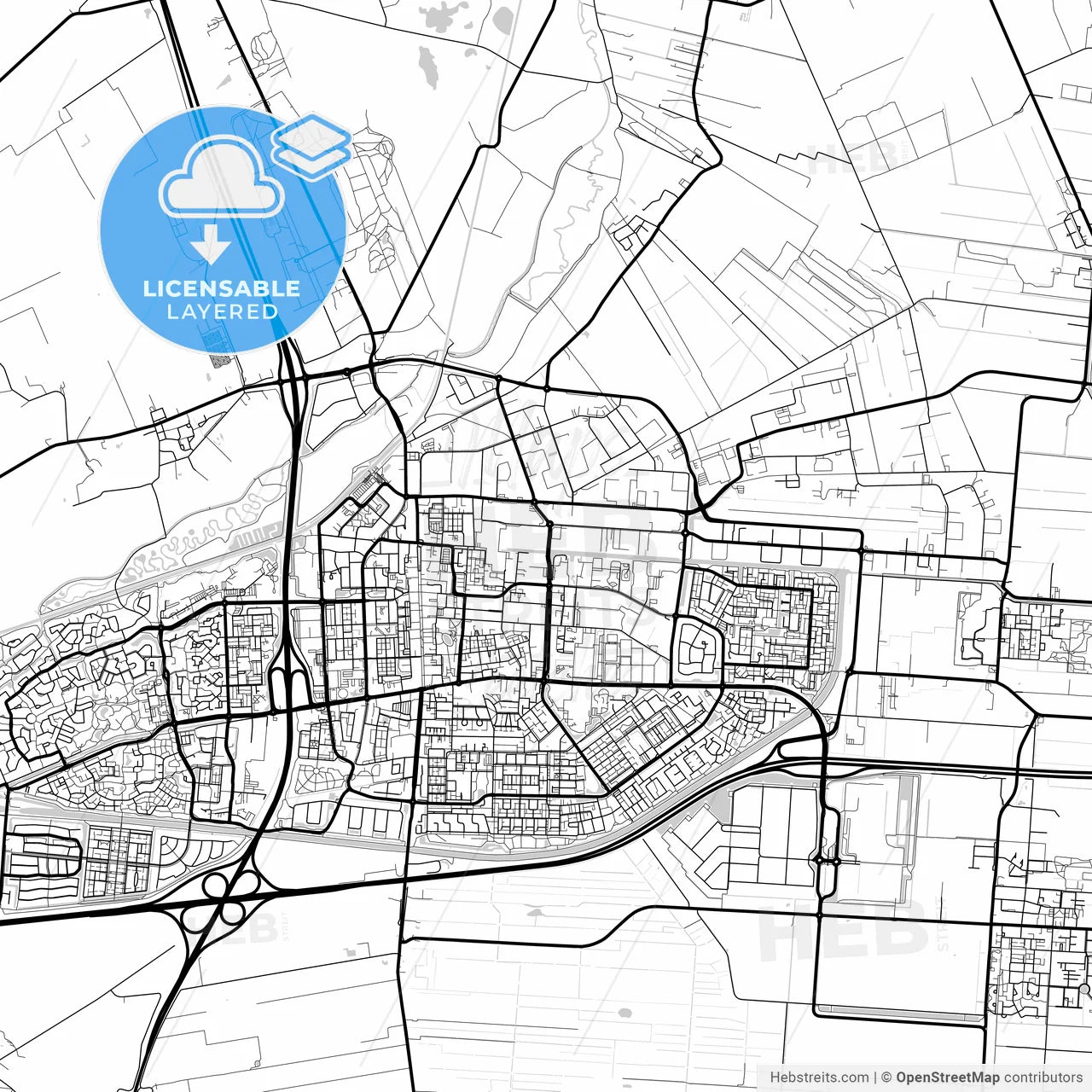 Layered PDF map of Hoogeveen, Drenthe, Netherlands